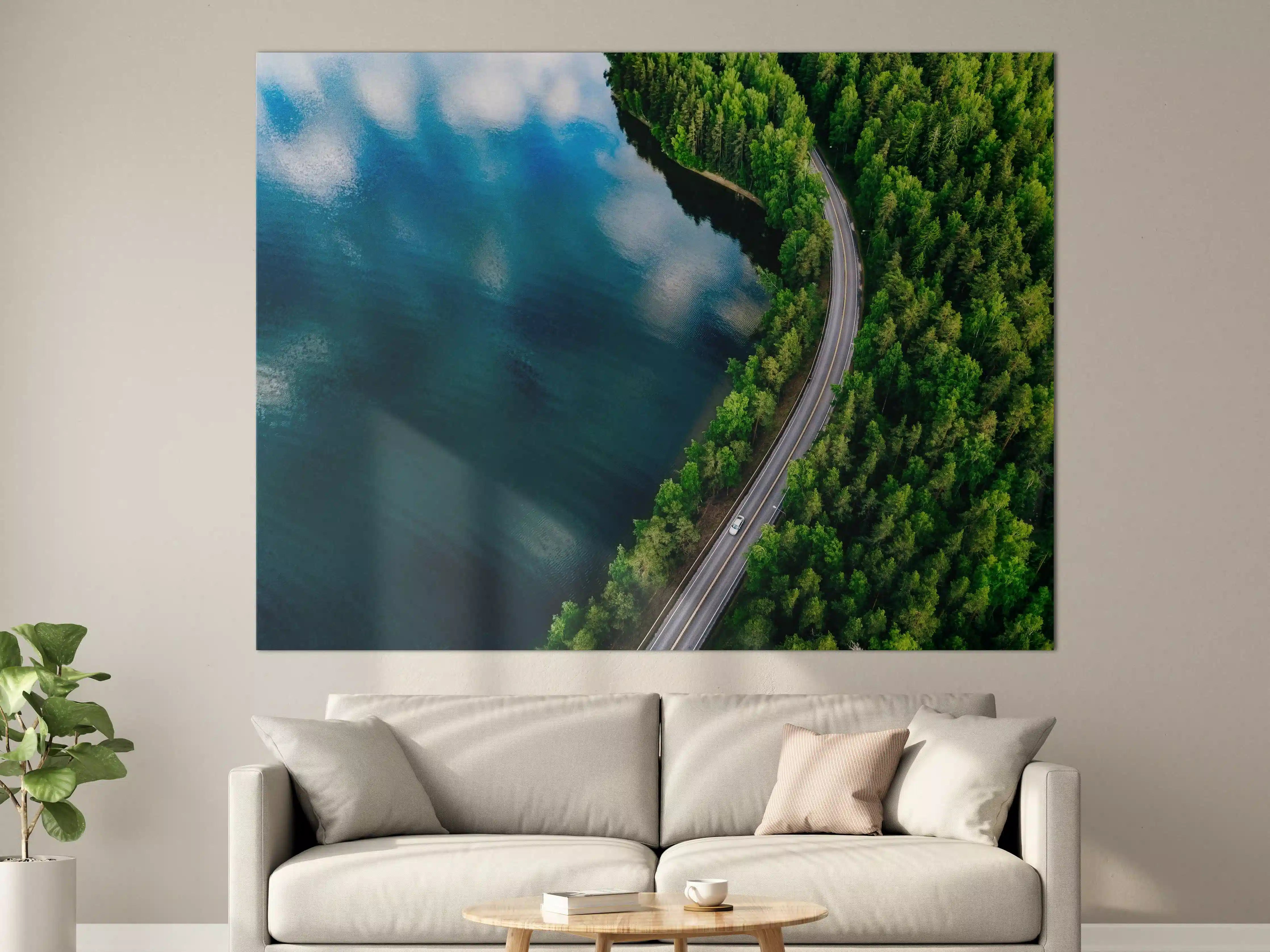 Große Wandbilder - Landschaft am Wasser mit Road