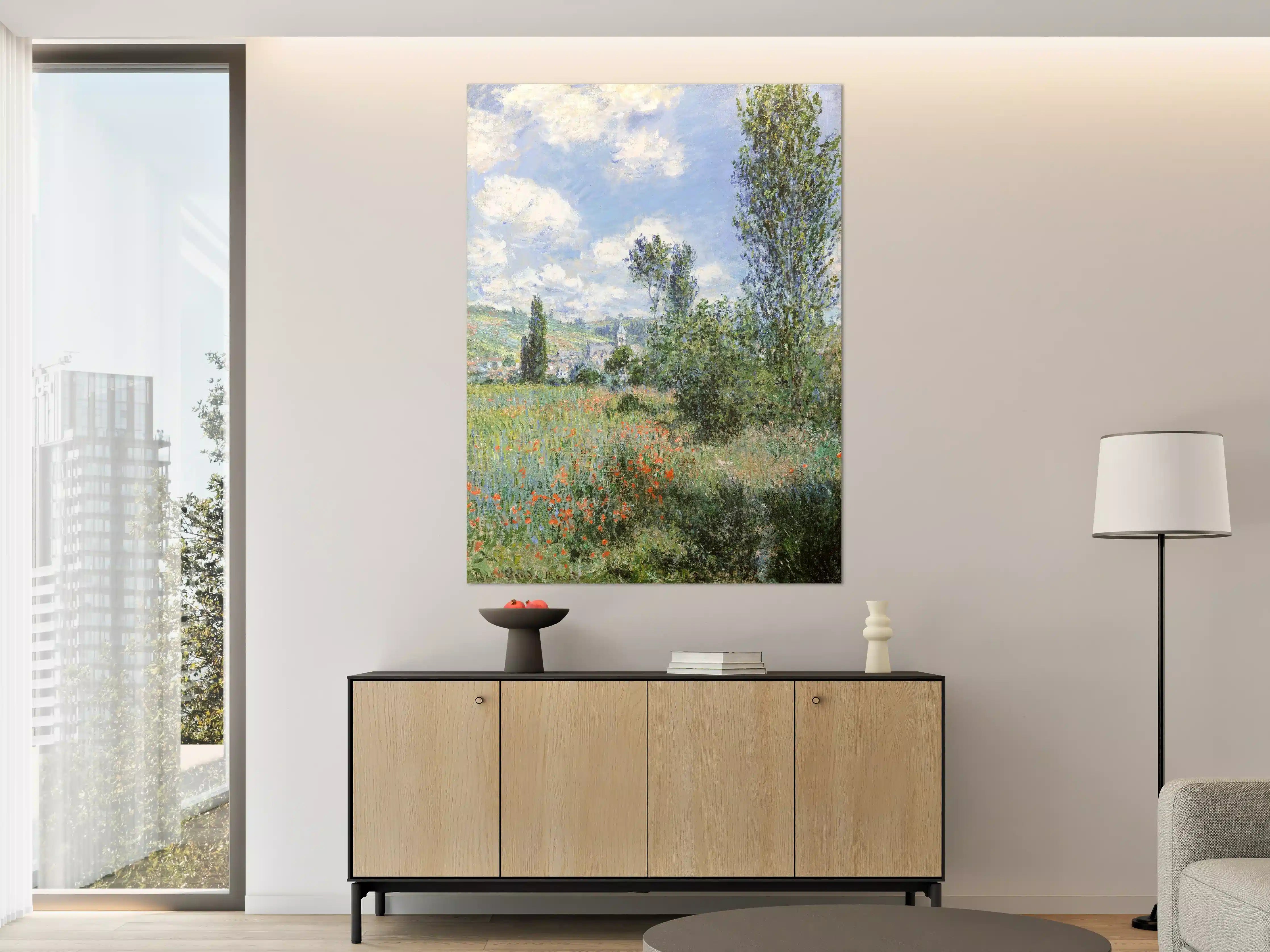 Große Wandbilder - Landschaft mit blühendem Feld und Himmel