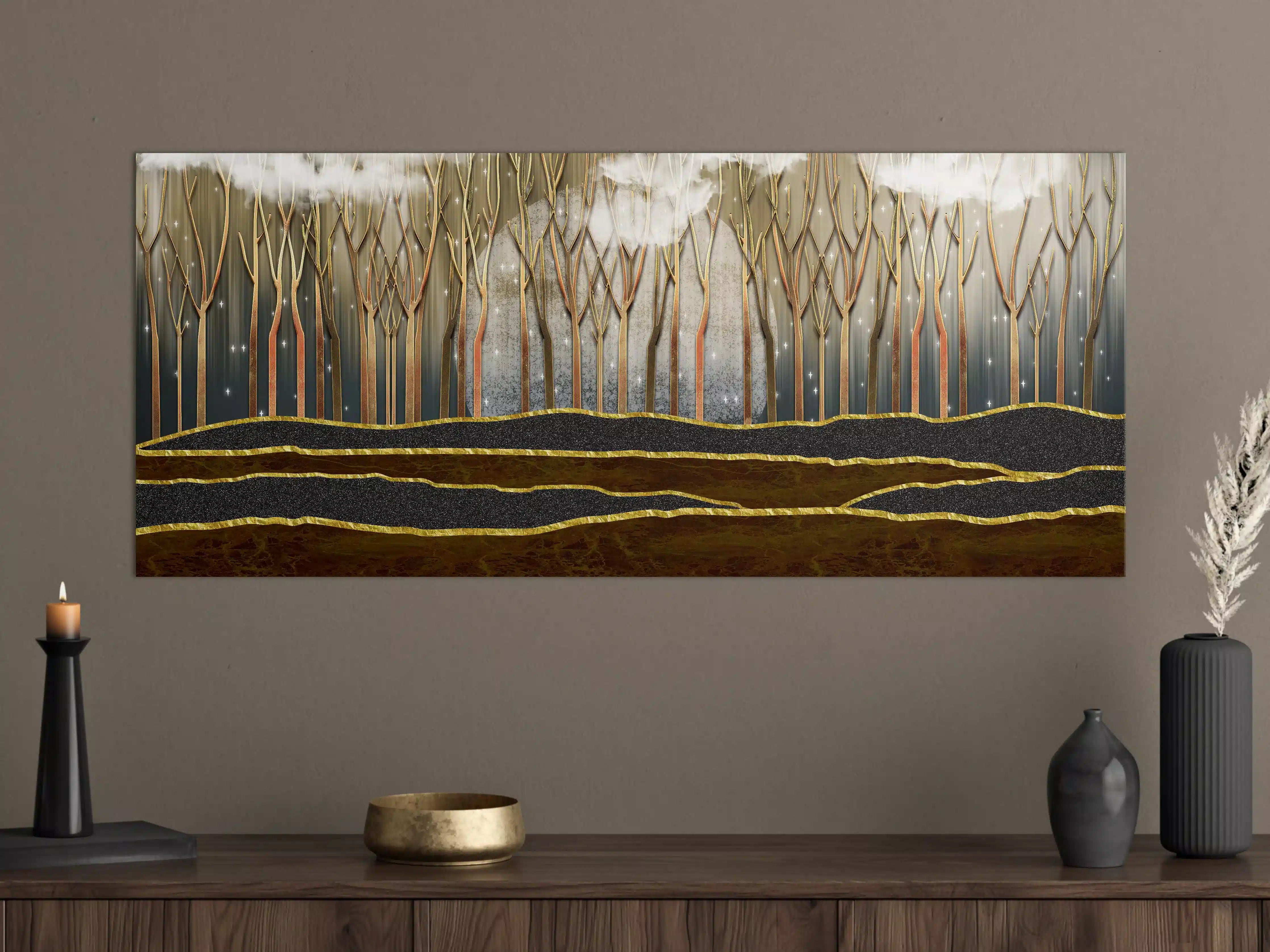 Große Wandbilder - Landschafts Kunst- goldene Bäume