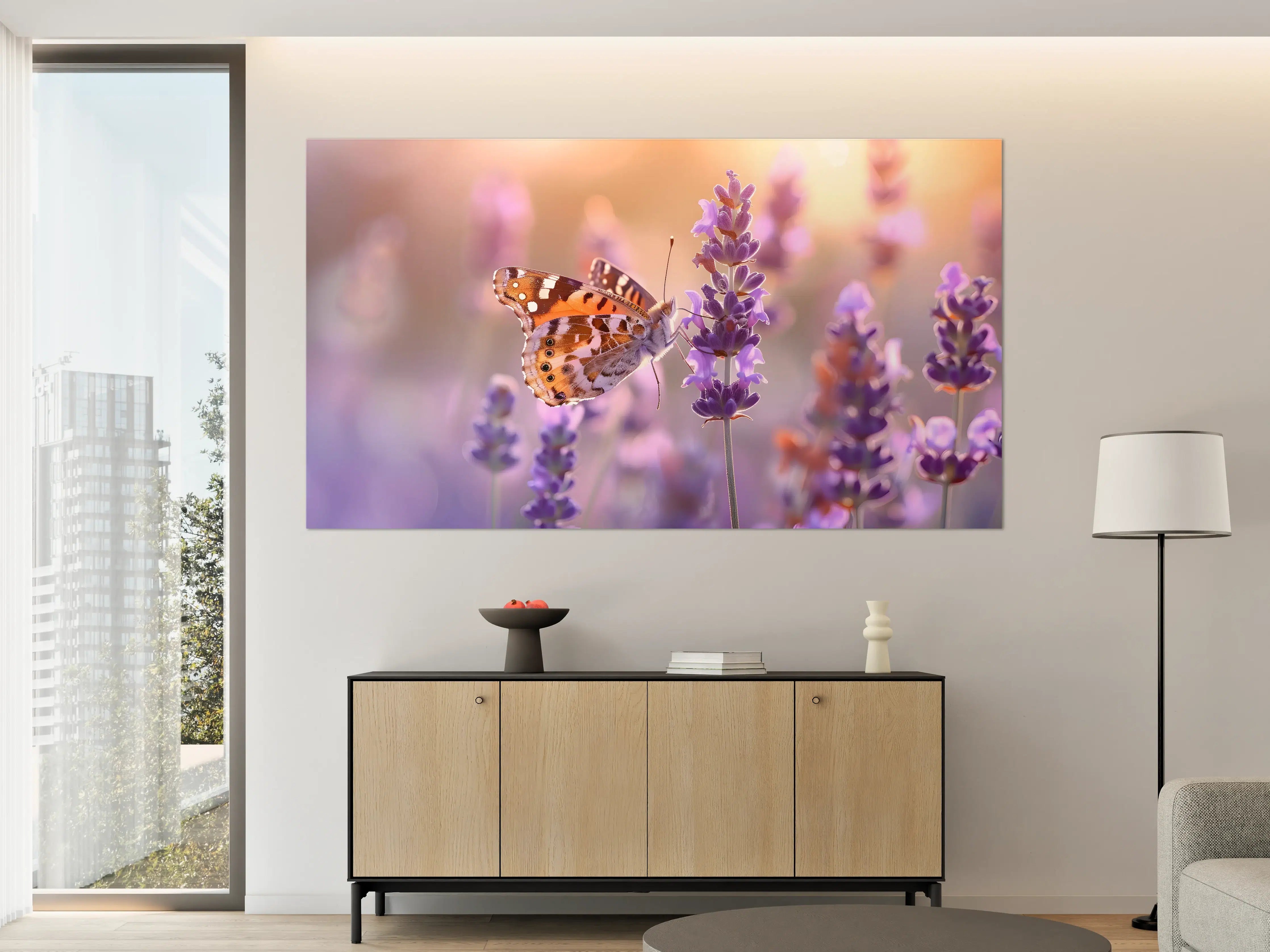 Große Wandbilder - Lavendel-Schmetterling in Pastell