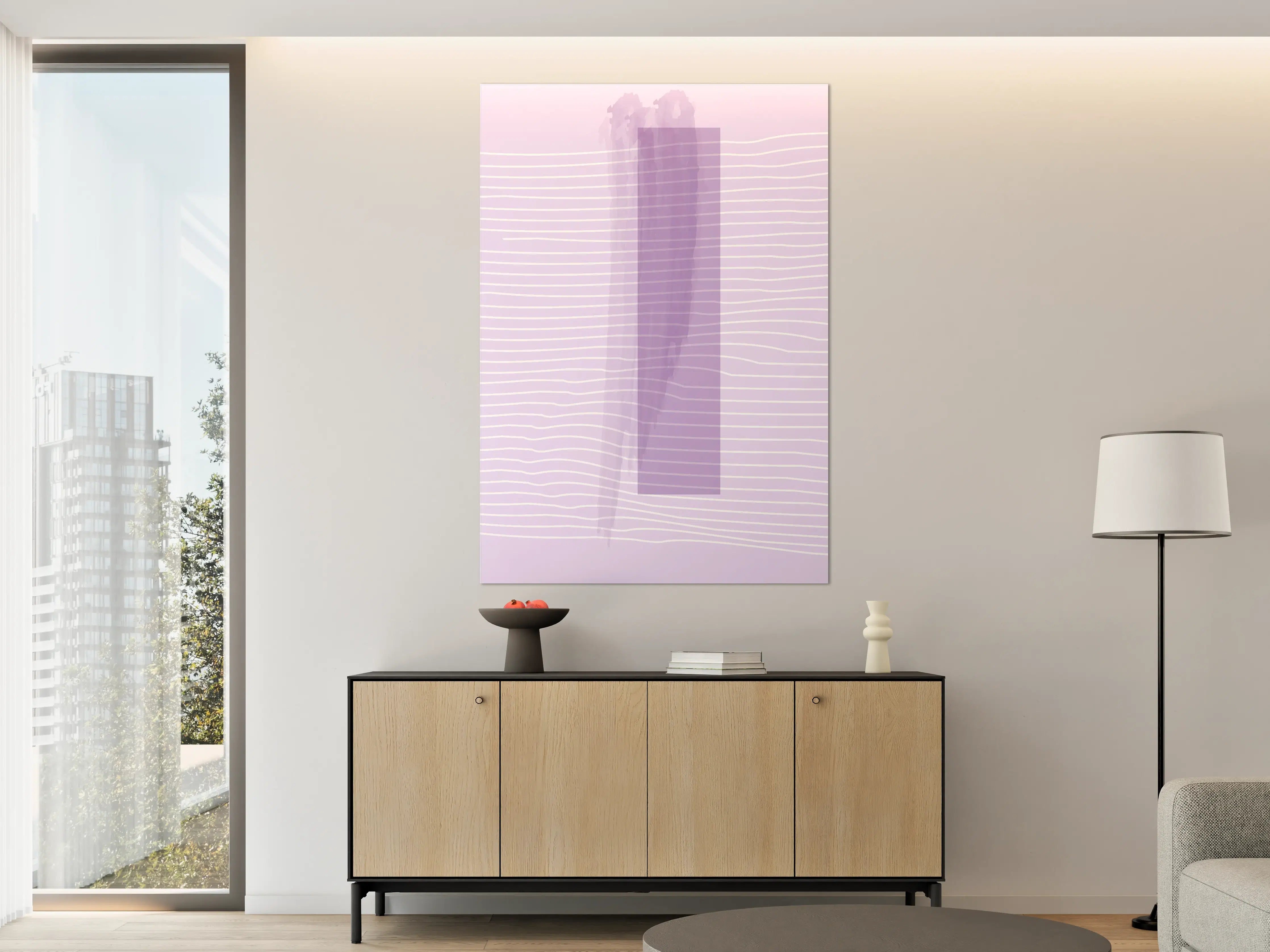 Große Wandbilder - Lavendelfarbe mit Linienmuster