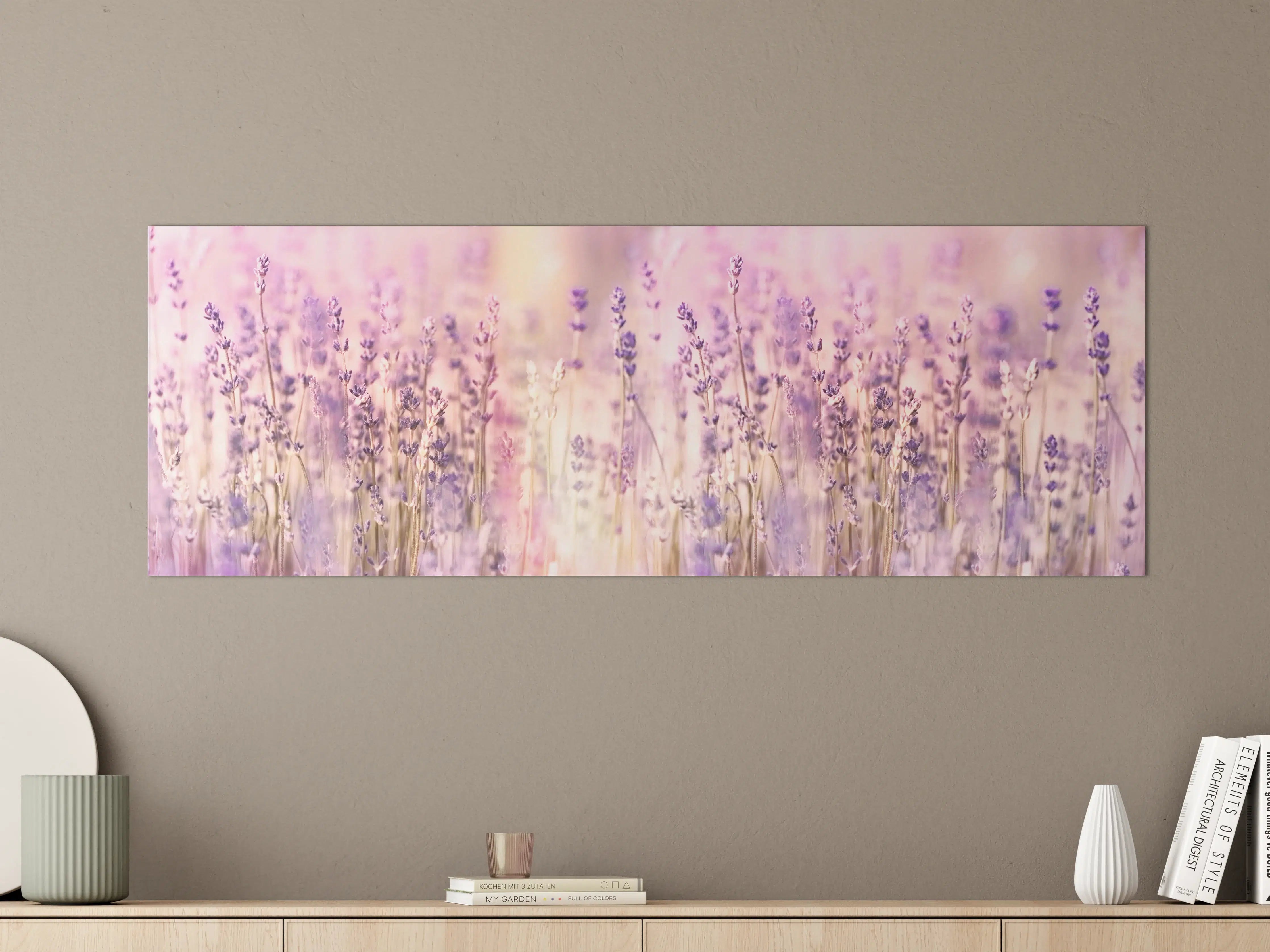 Große Wandbilder - Lavendelfeld Pastell Lila Rosa