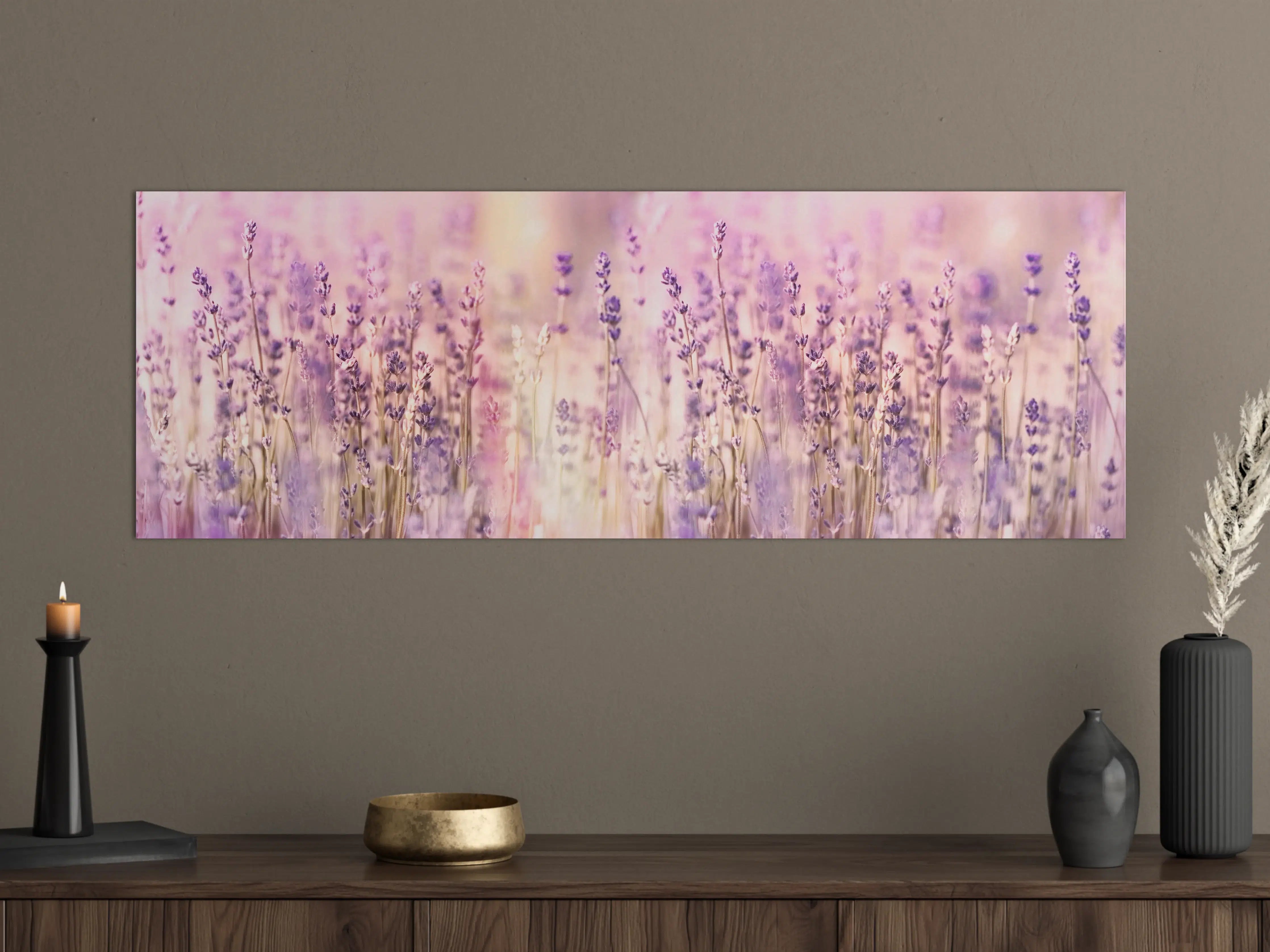 Große Wandbilder - Lavendelfeld Pastell Lila Rosa