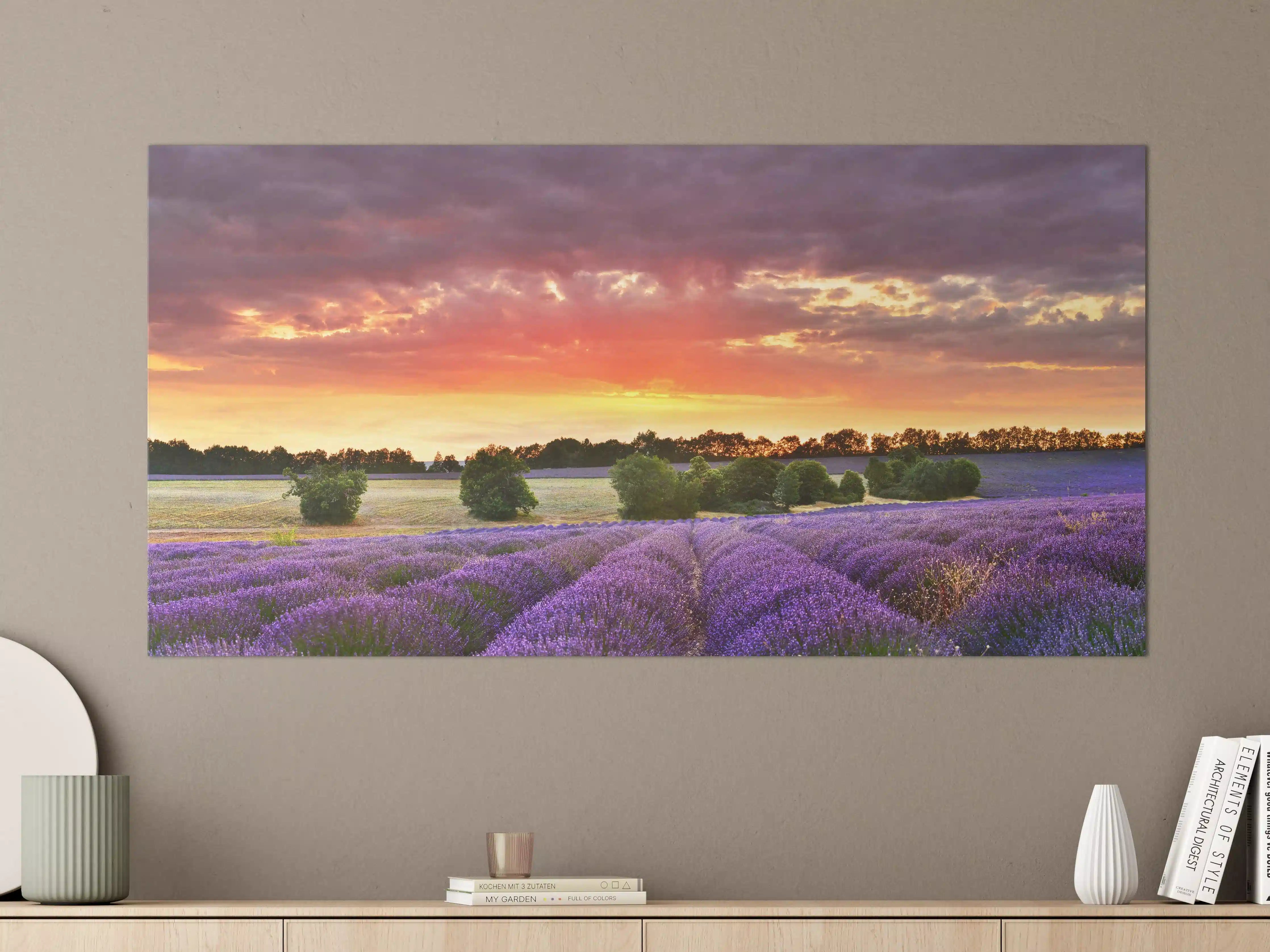 Große Wandbilder - Lavendelfeld bei Sonnenuntergang