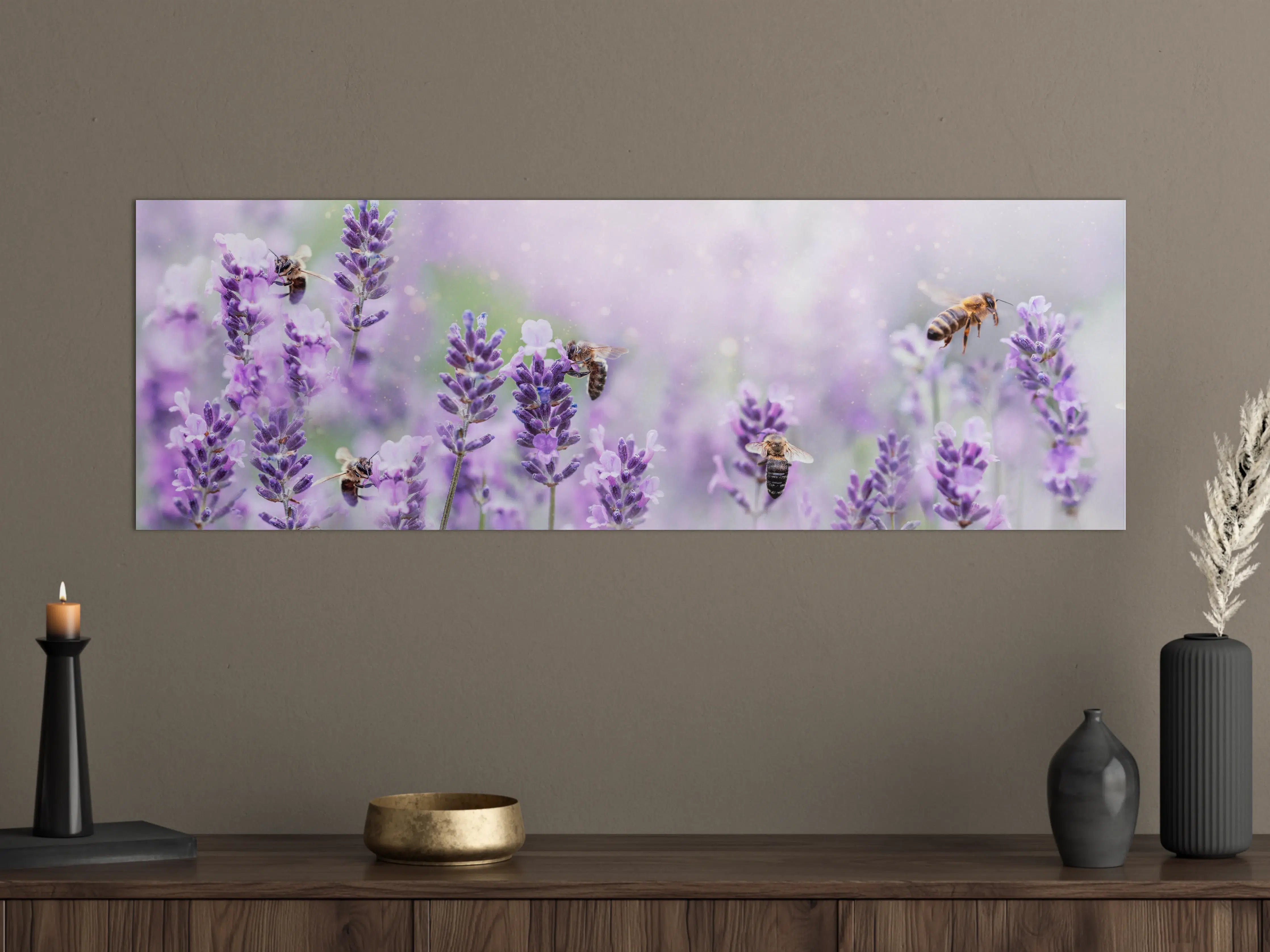 Große Wandbilder - Lavendelfeld mit Bienen
