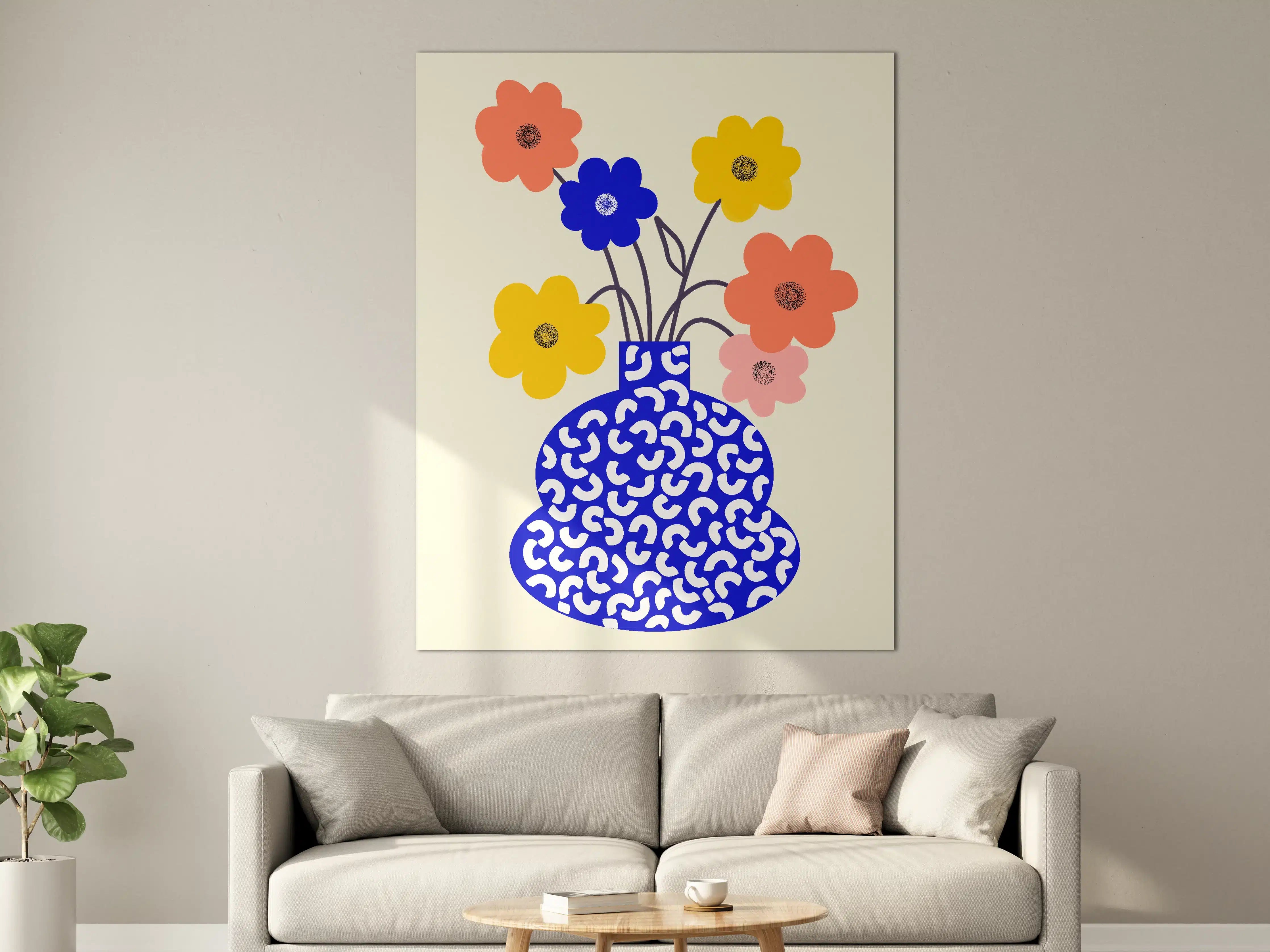 Große Wandbilder - Lebendige Blumen im modernen Keramik-Design