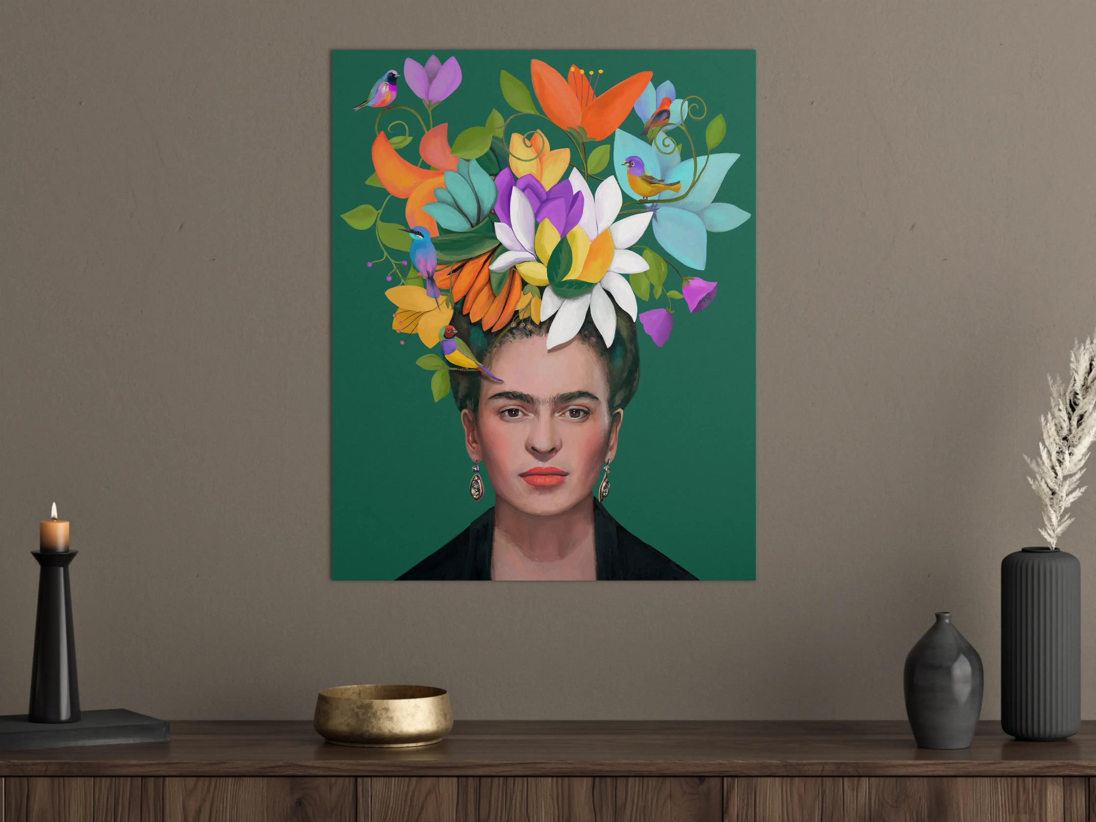 Große Wandbilder - Lebendige Blumenpracht mit Vögeln