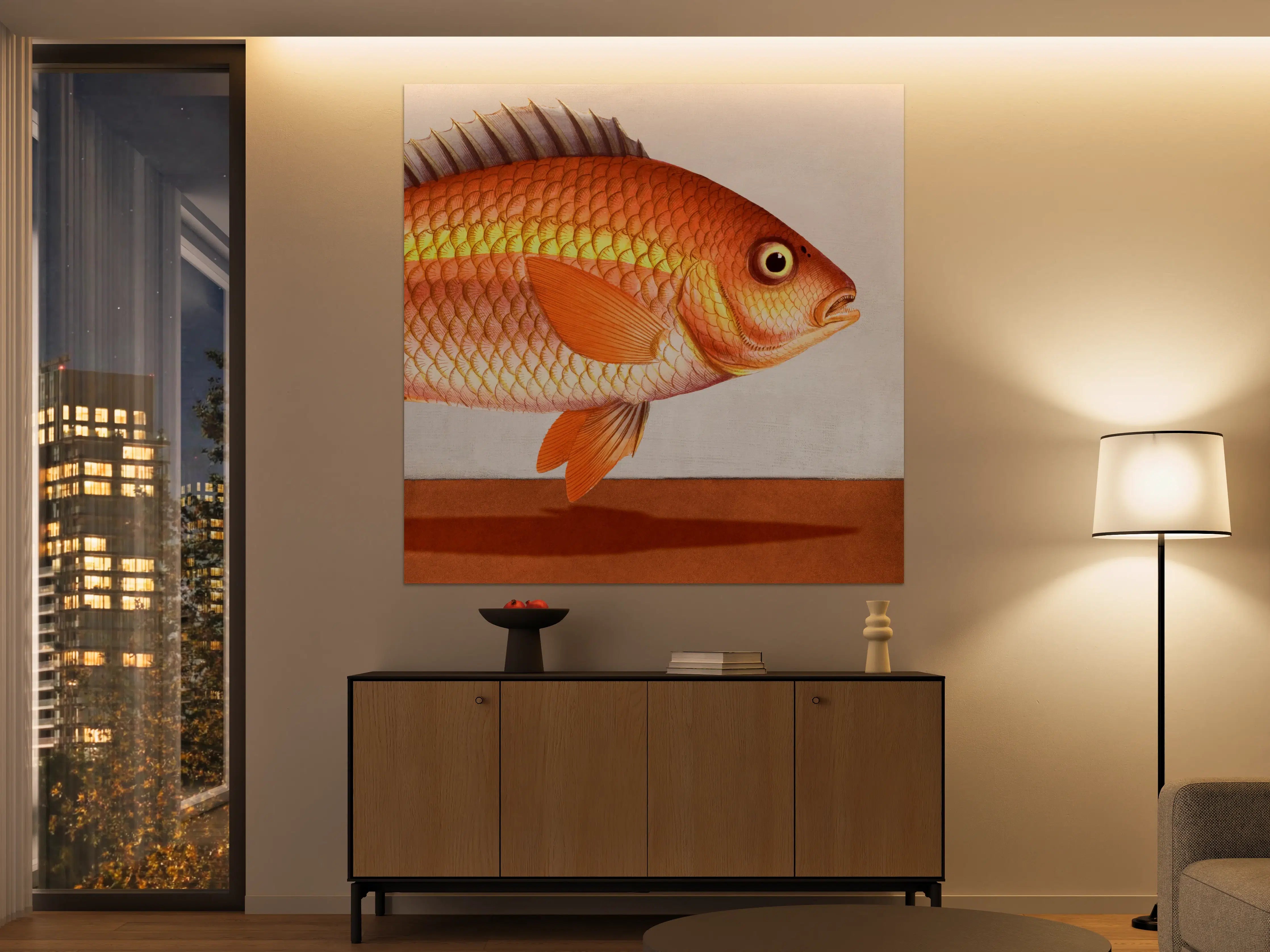Große Wandbilder - Lebendige Goldfisch-Darstellung auf Leinwand
