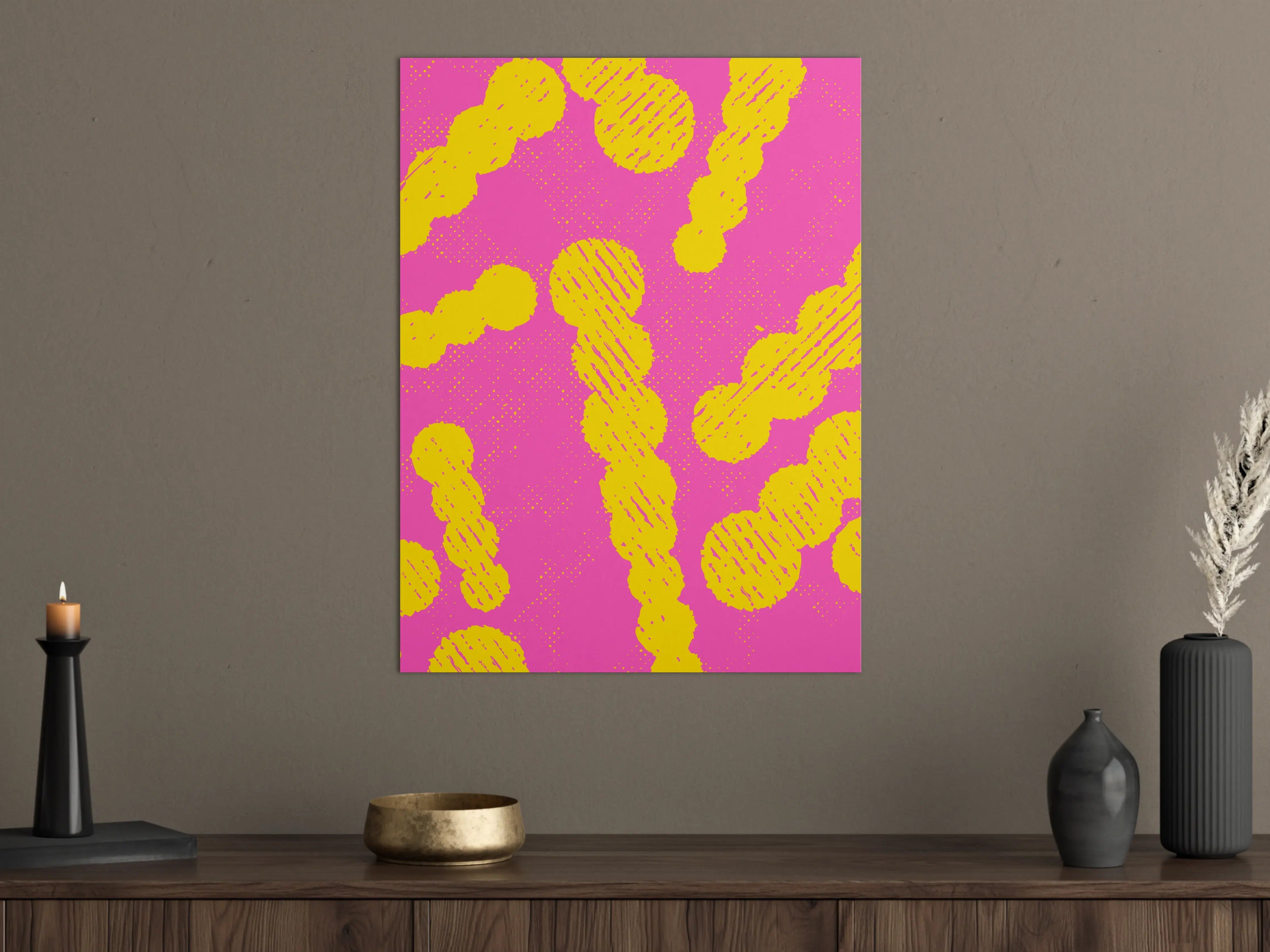 Große Wandbilder - Lebendige Pink-Gelb-Kunstdjewel