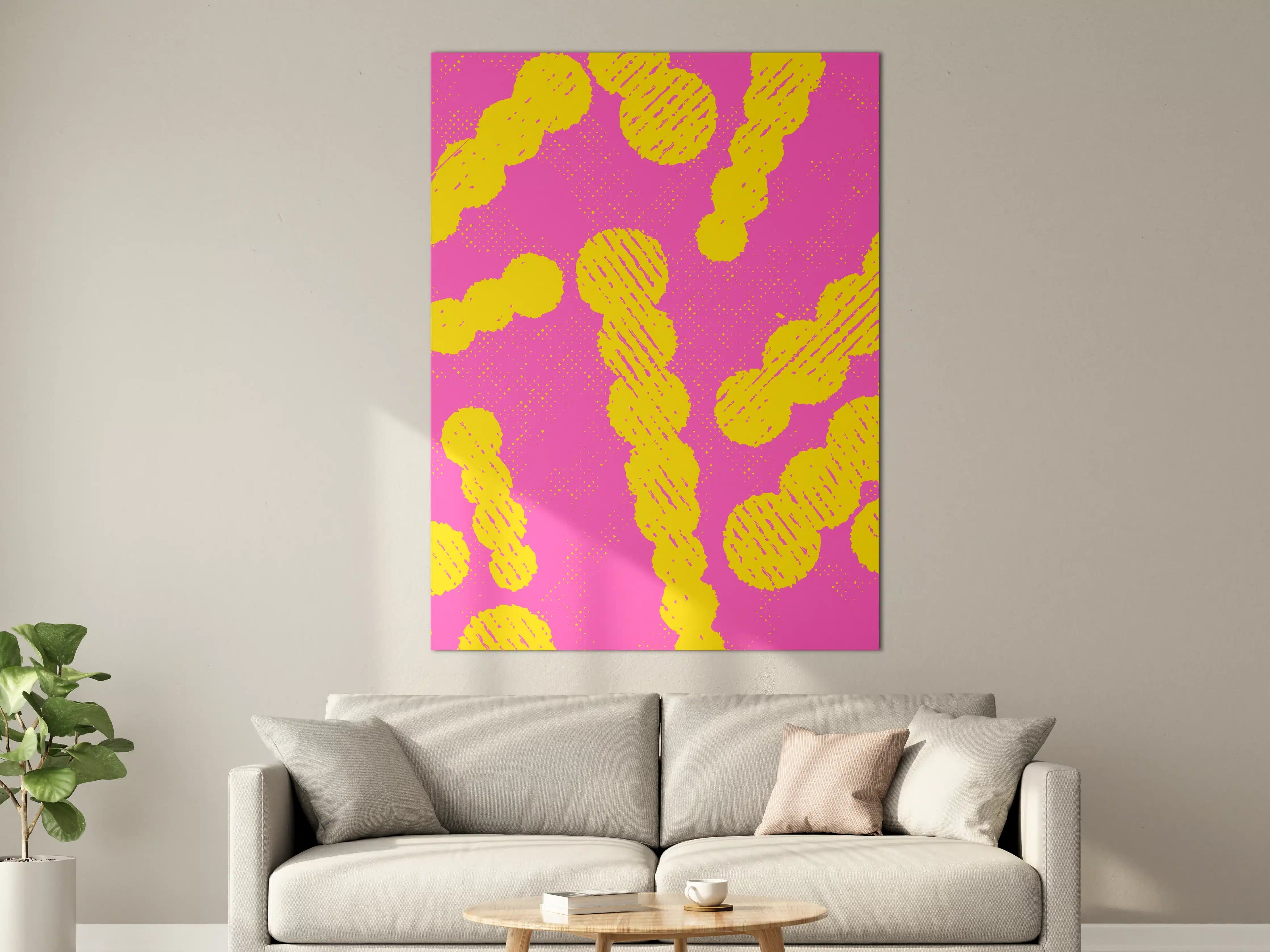 Große Wandbilder - Lebendige Pink-Gelb-Kunstdjewel