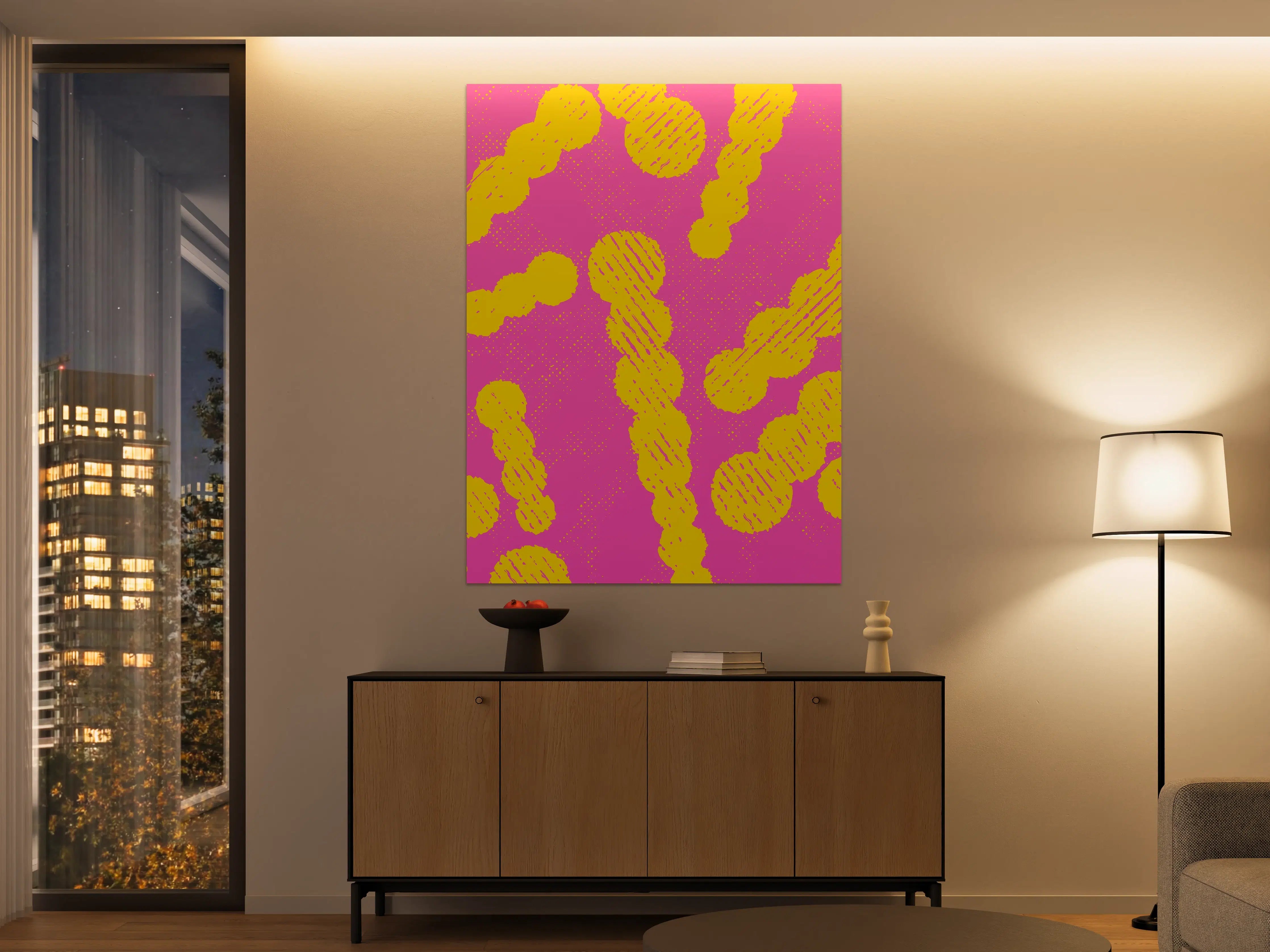 Große Wandbilder - Lebendige Pink-Gelb-Kunstdjewel