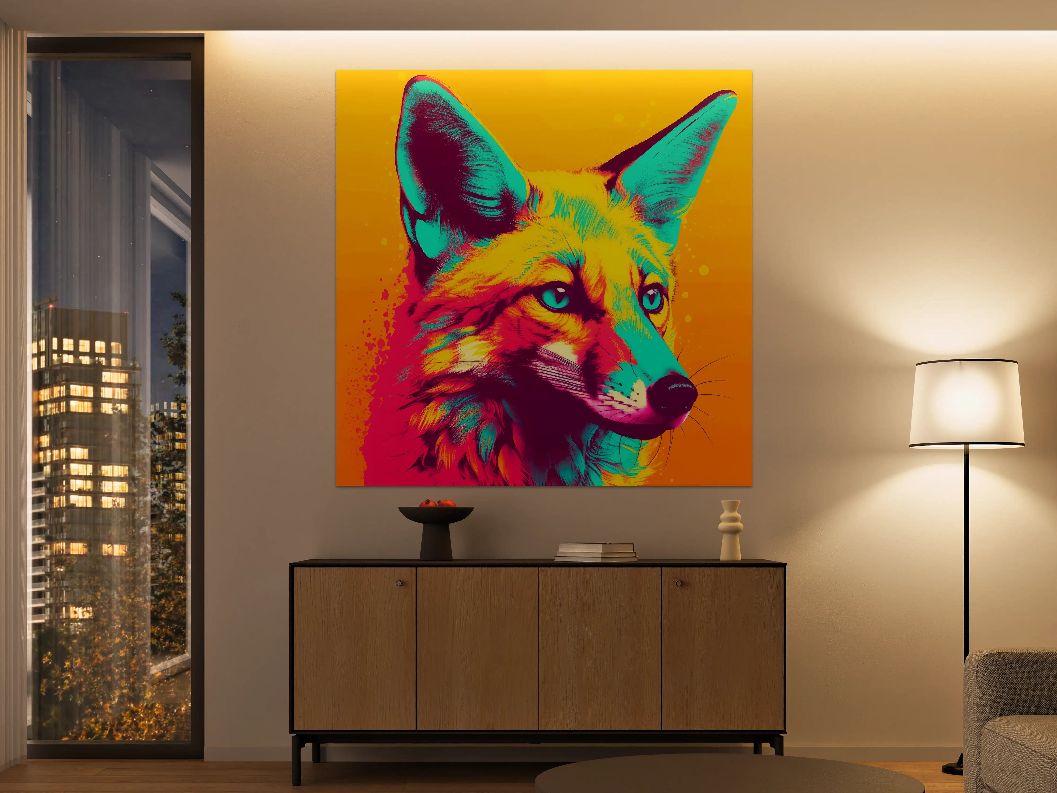 Große Wandbilder - Lebendige Pop-Art-Darstellung eines Fuchses