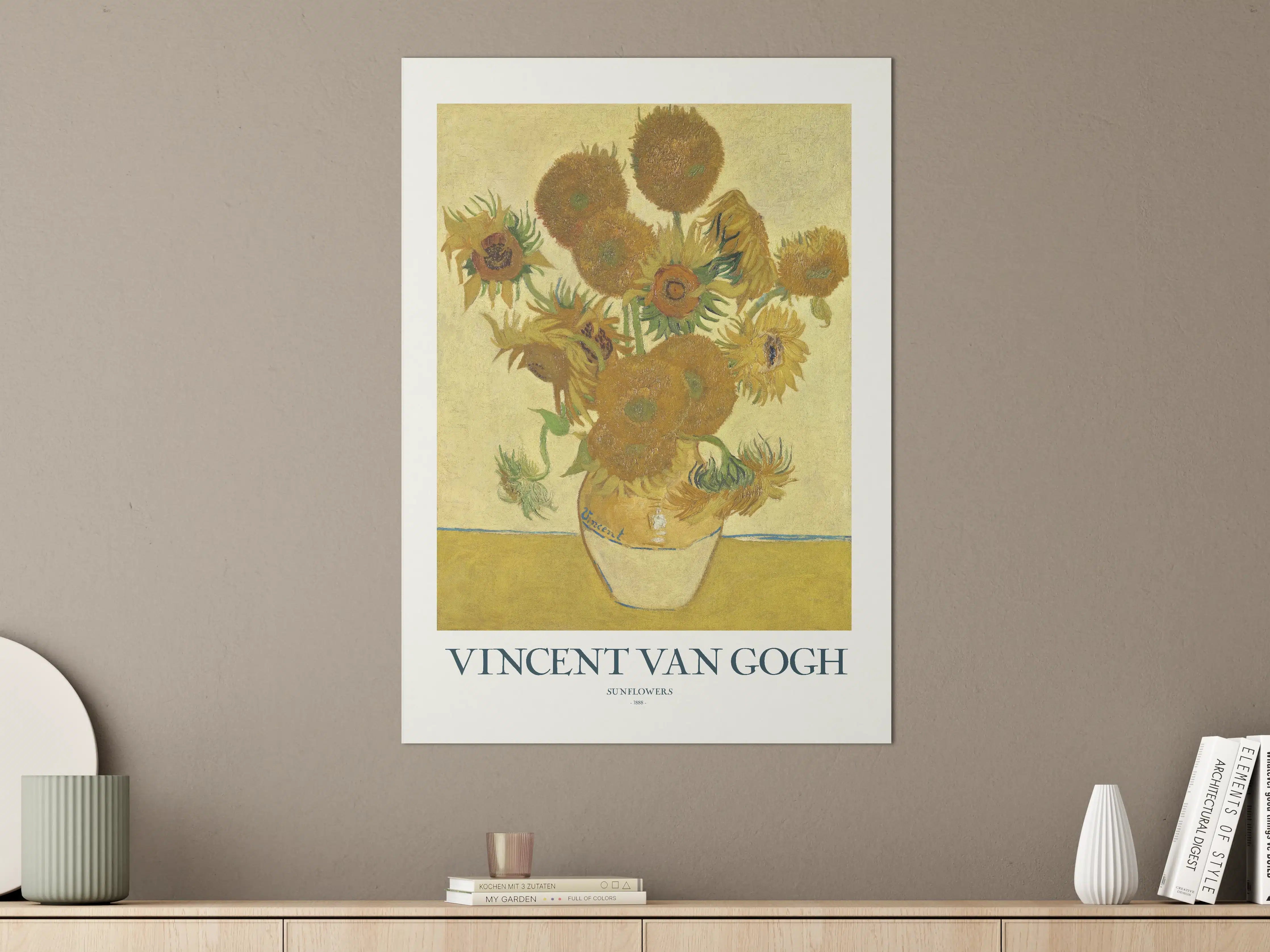 Große Wandbilder - Lebendige Sonnenblumen im klassischen Stillleben
