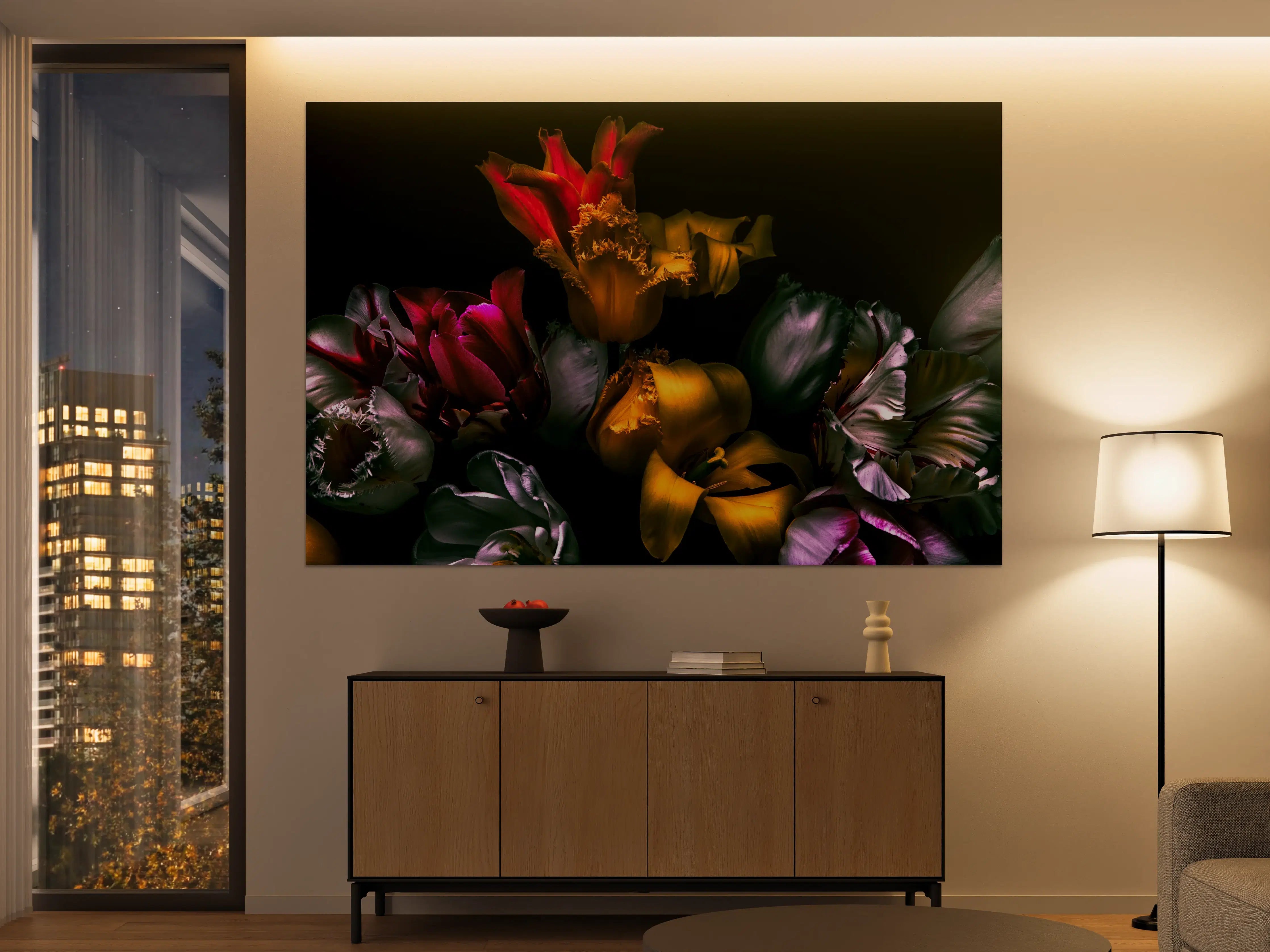 Große Wandbilder - Lebendige Tulpen in kräftigen Farben