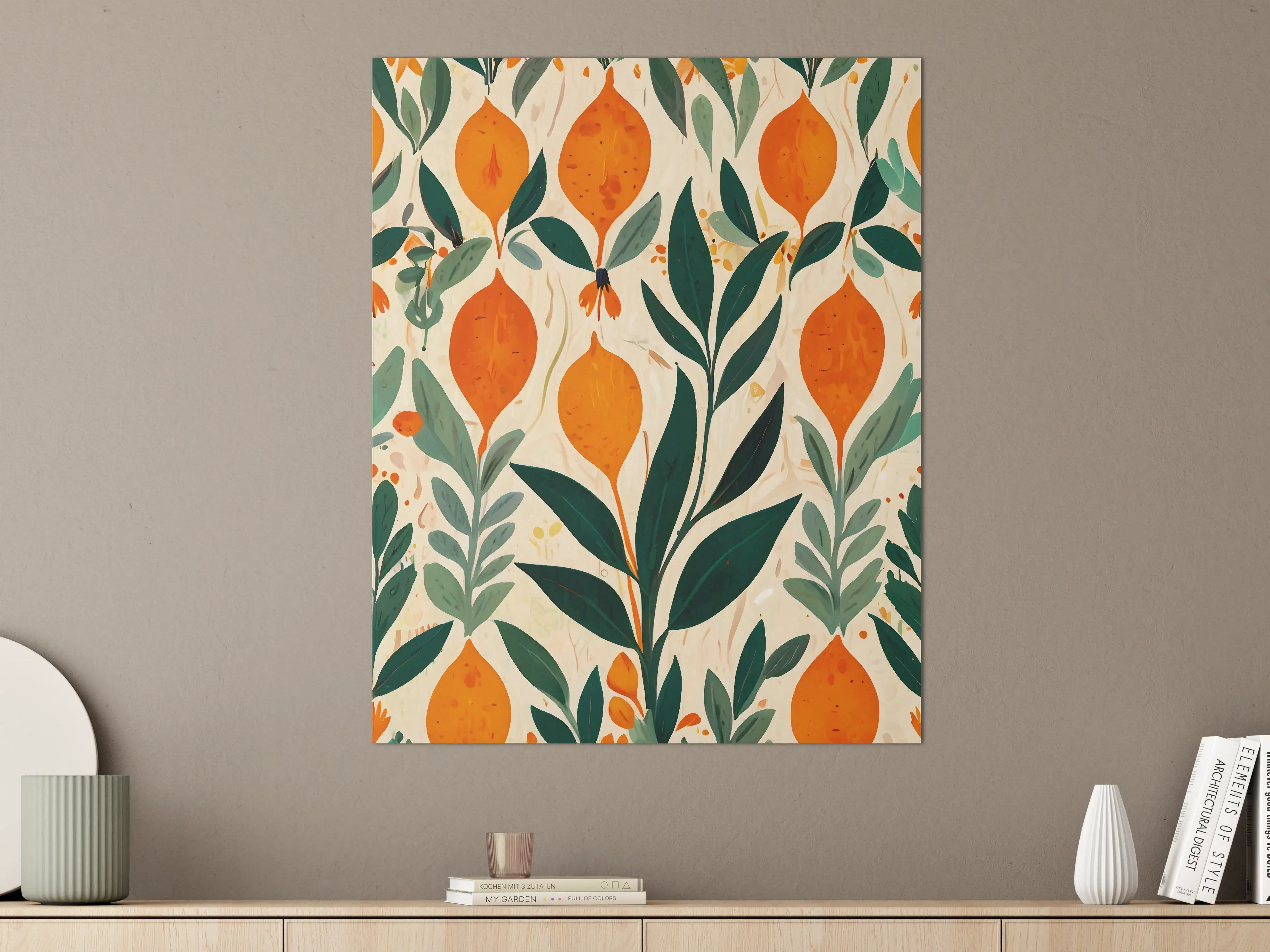 Große Wandbilder - Lebendige Zitronen- und Blattmuster