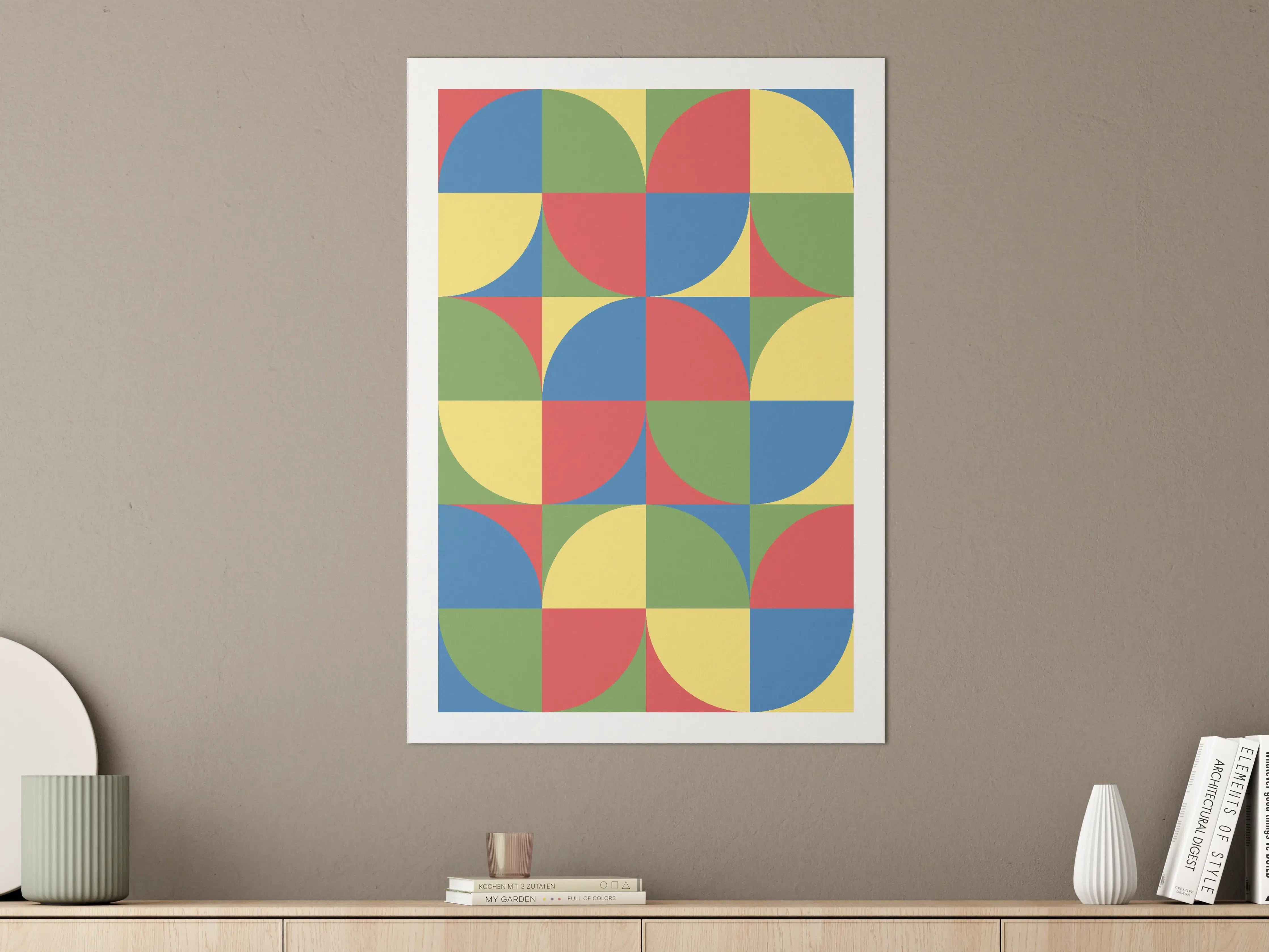 Große Wandbilder - Lebendige geometrische Musterwandgestaltung