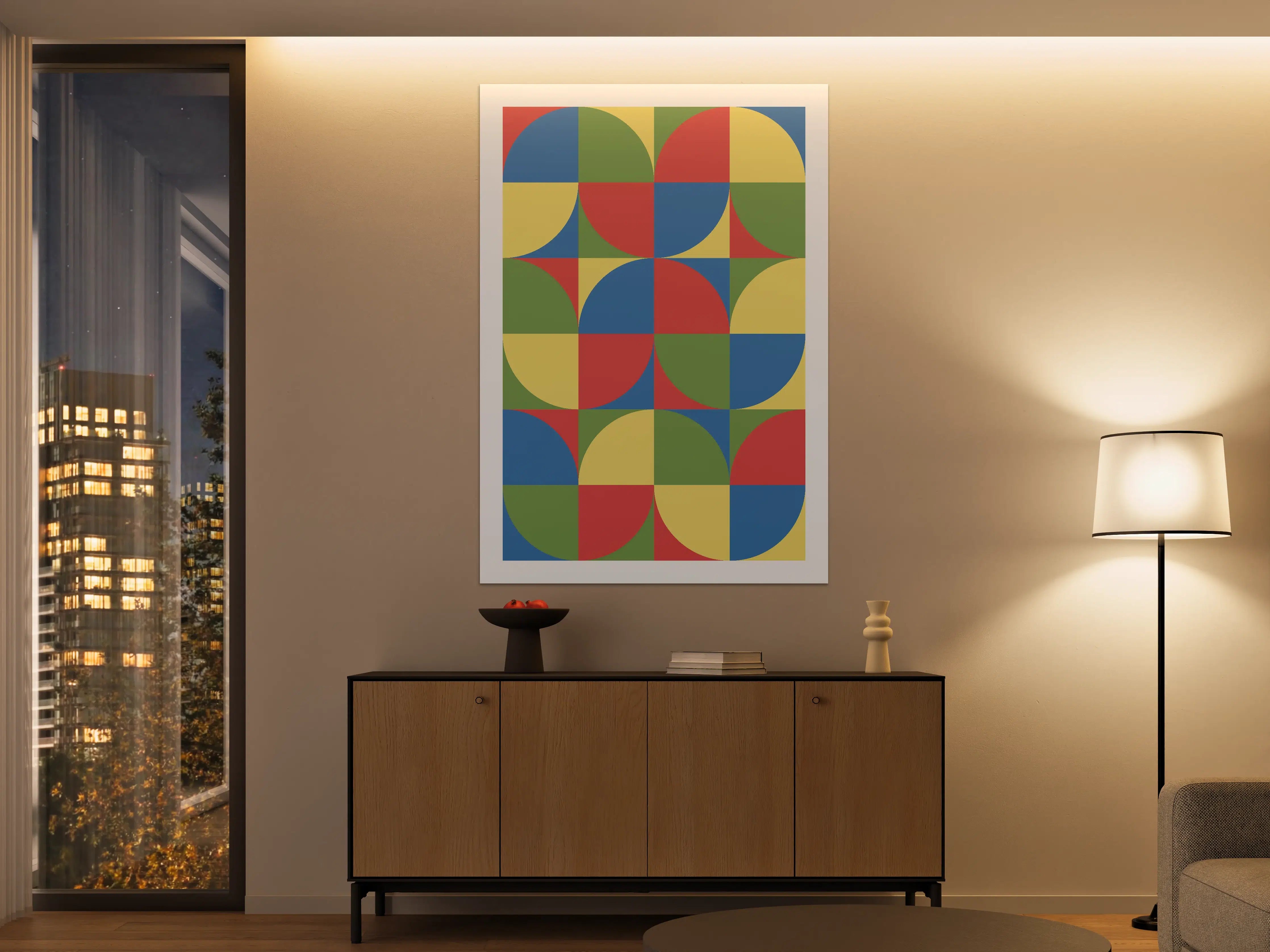Große Wandbilder - Lebendige geometrische Musterwandgestaltung