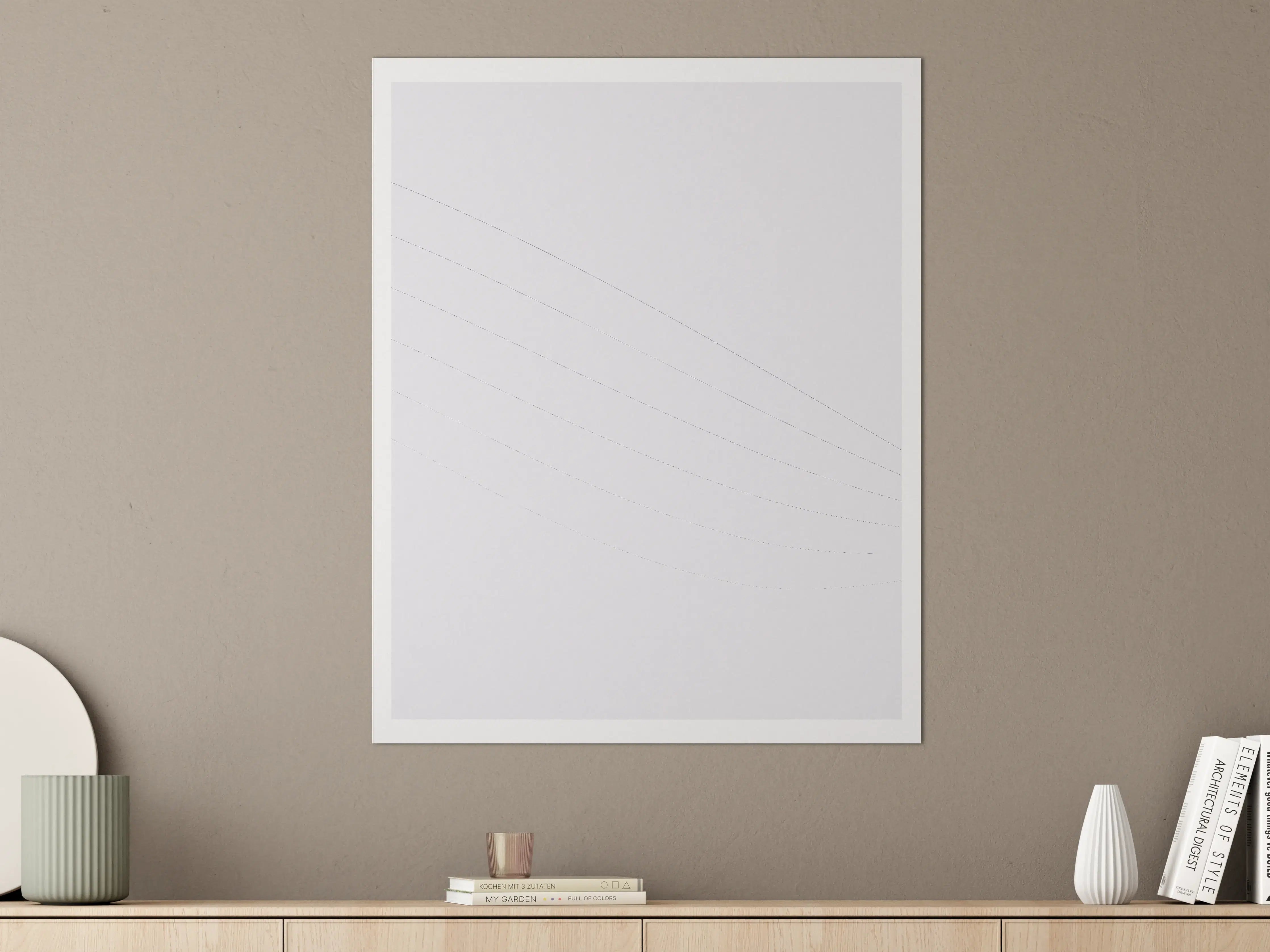 Große Wandbilder - Leere weiße Wand mit subtilen Linienmuster