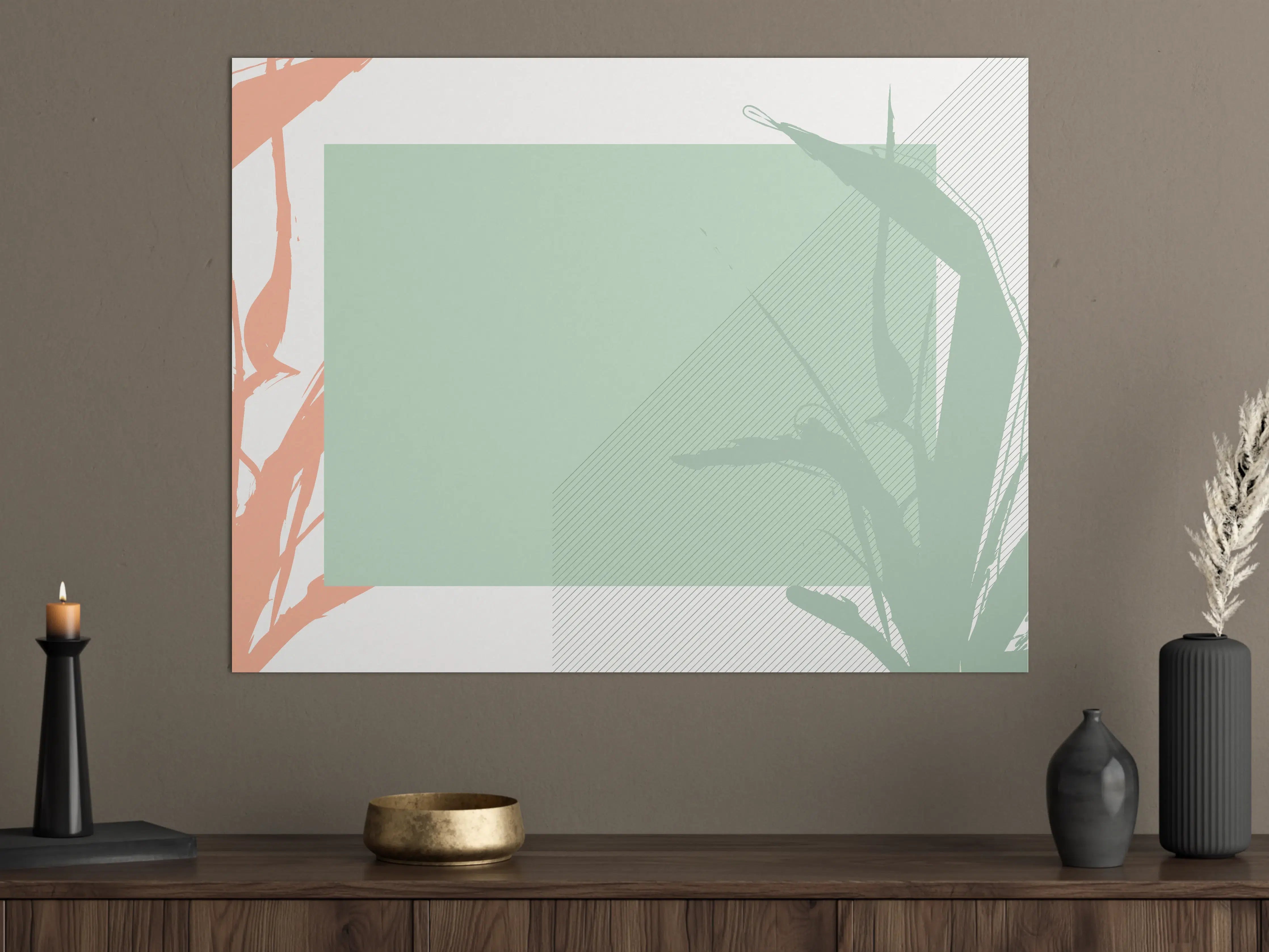 Große Wandbilder - Leicht transparente grüne Pflanzenillustration