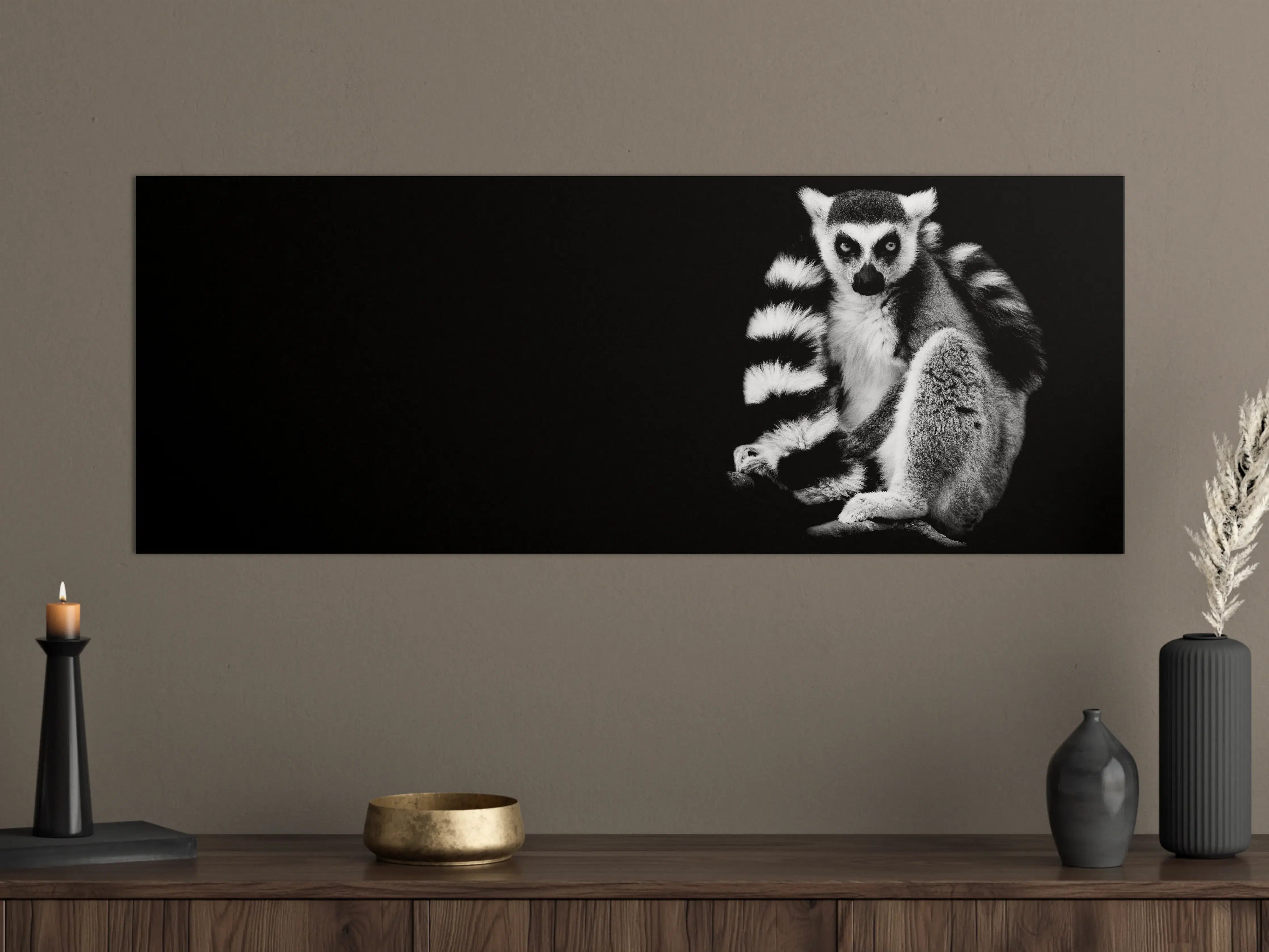 Große Wandbilder - Lemur auf schwarzem Hintergrund