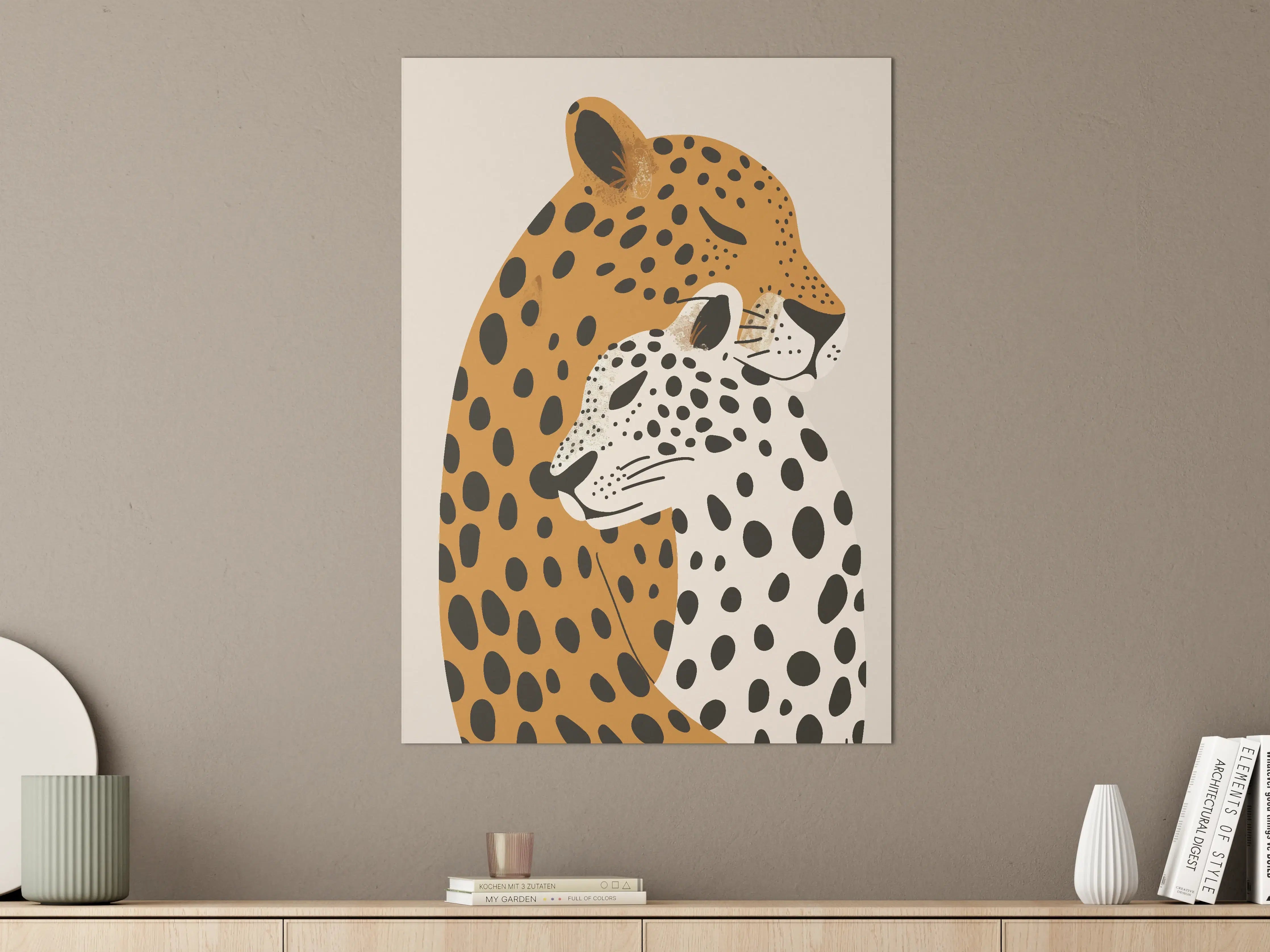 Große Wandbilder - Leopard und Gepard in stilisierter Darstellung