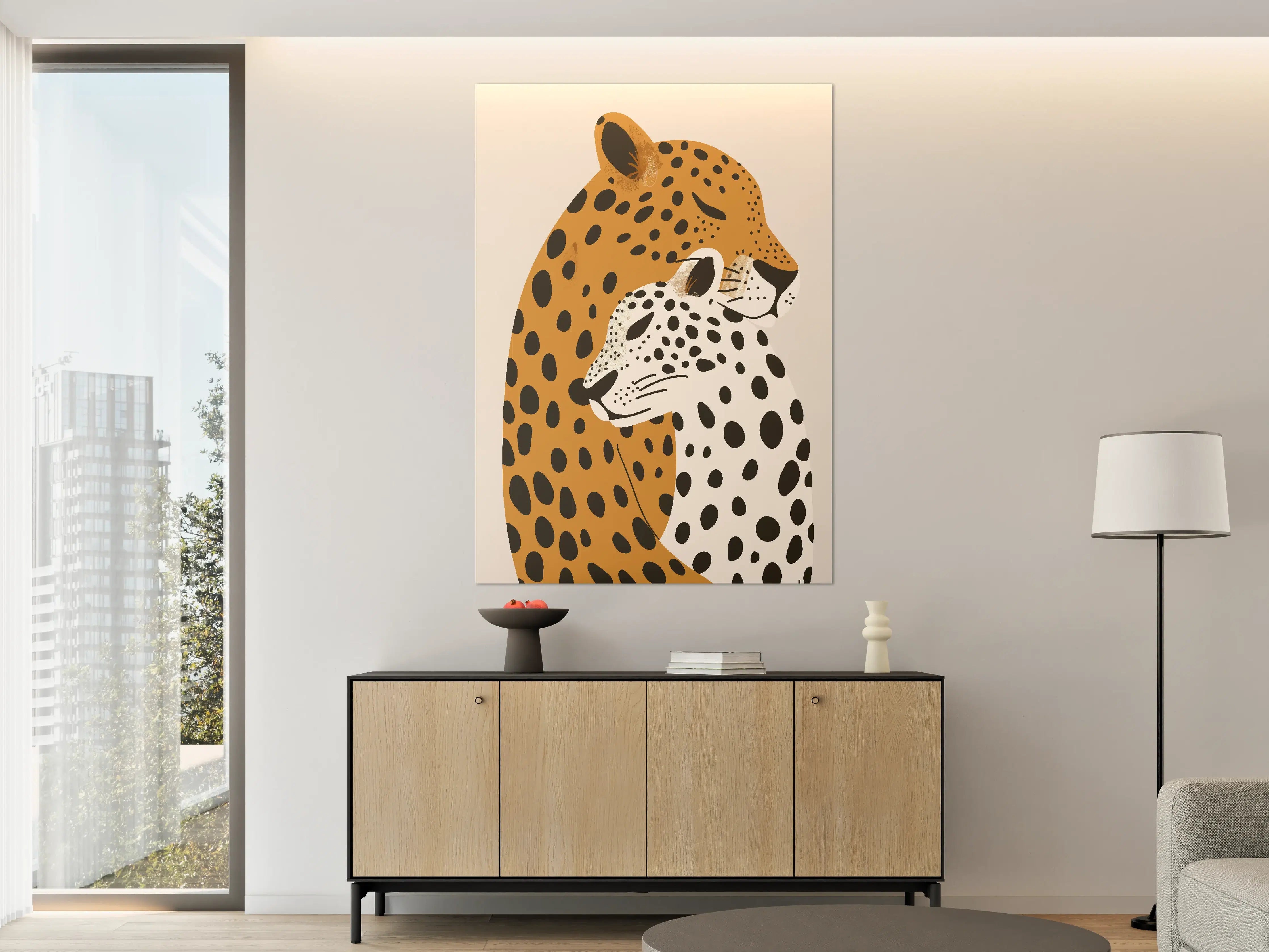 Große Wandbilder - Leopard und Gepard in stilisierter Darstellung