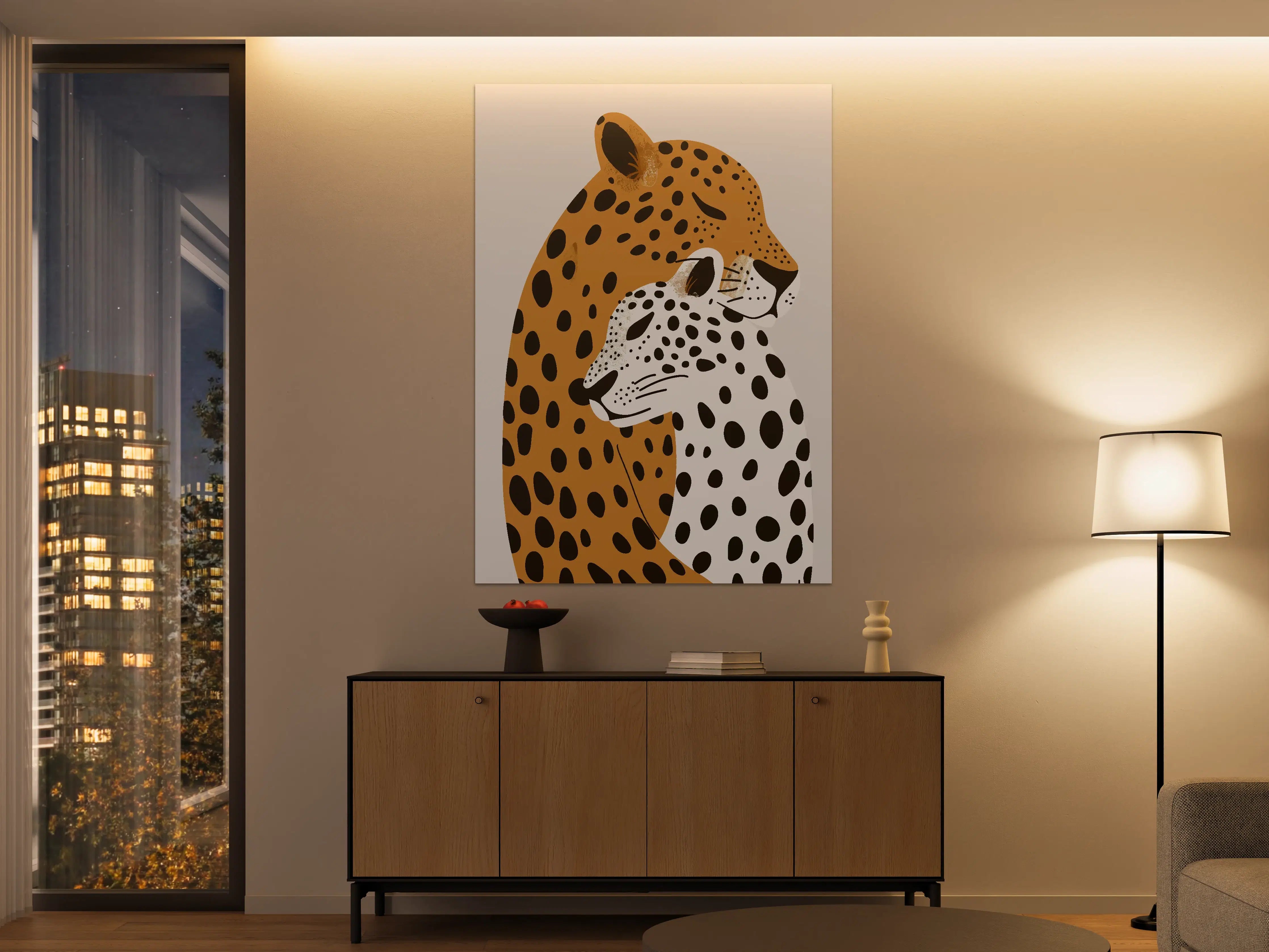 Große Wandbilder - Leopard und Gepard in stilisierter Darstellung