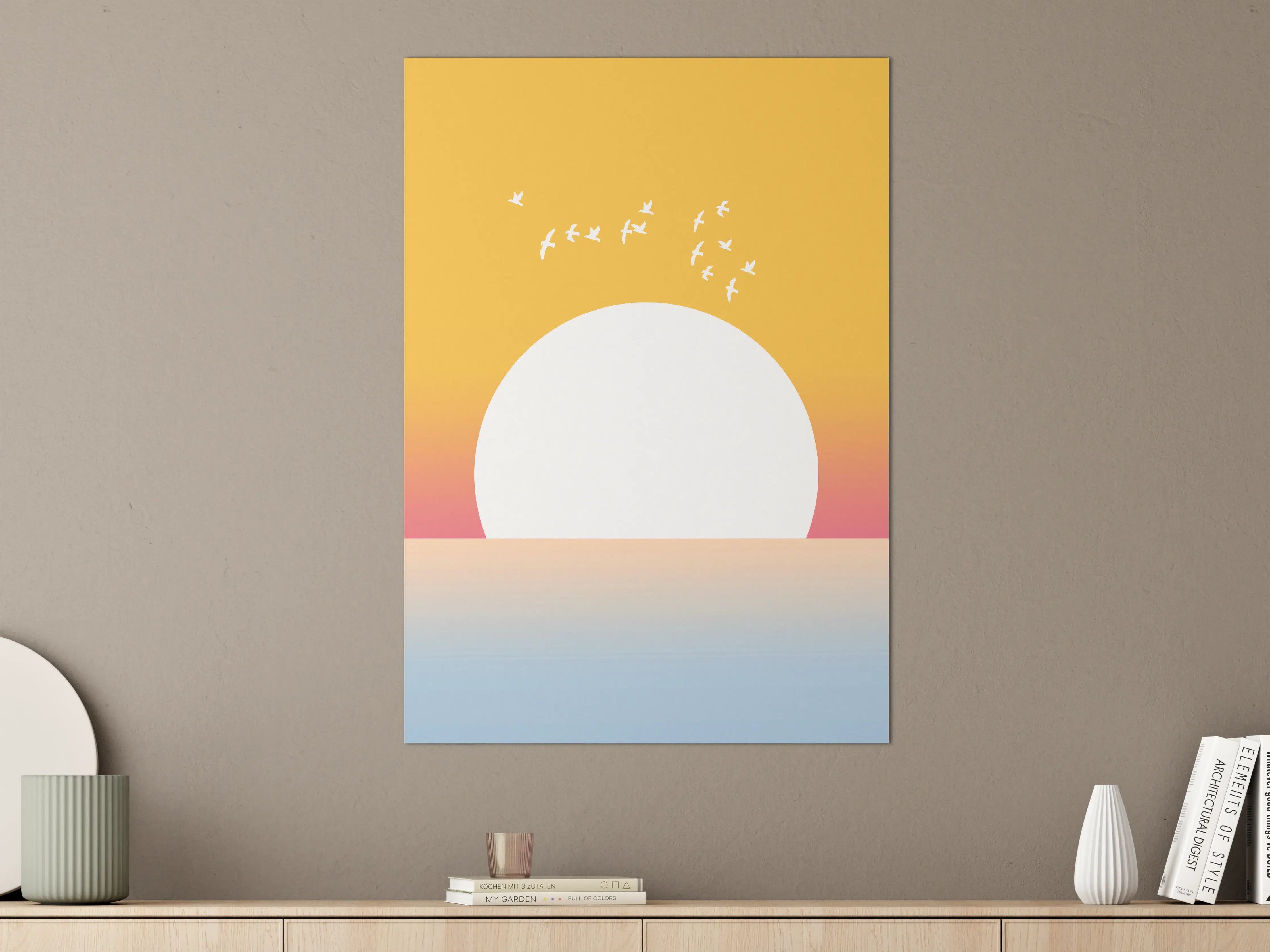 Große Wandbilder - Leuchtende Sonne bei Sonnenuntergang