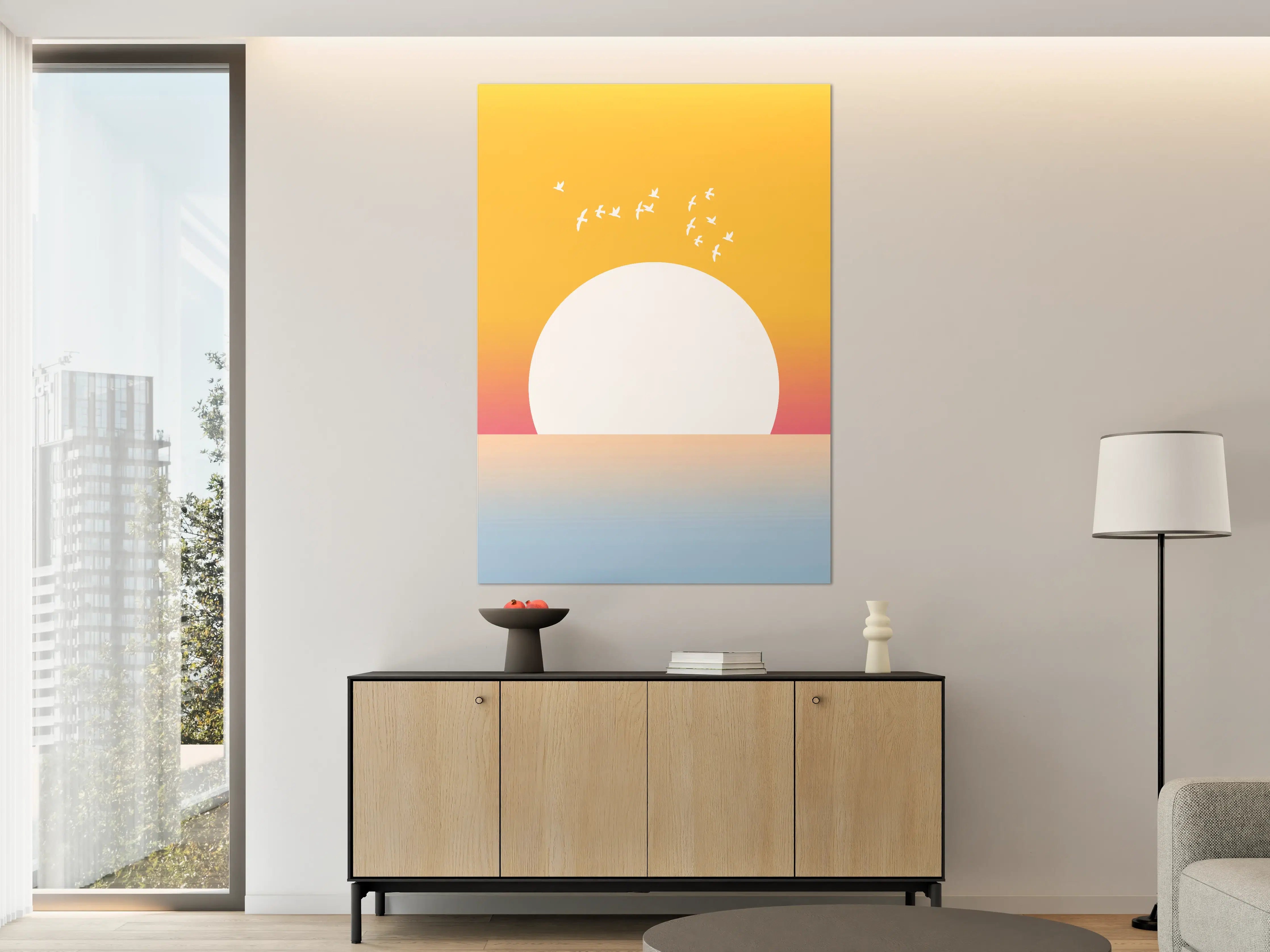 Große Wandbilder - Leuchtende Sonne bei Sonnenuntergang