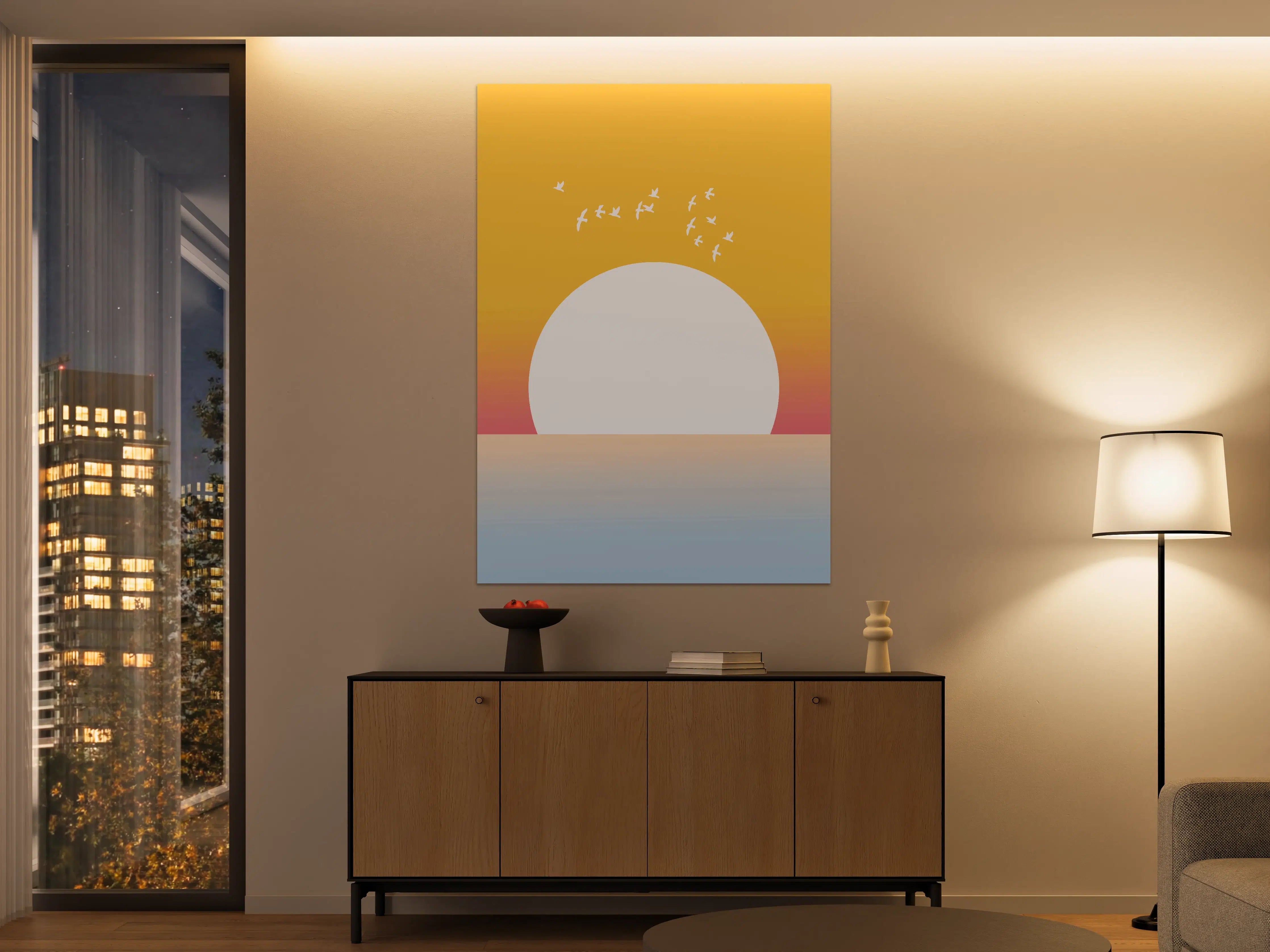 Große Wandbilder - Leuchtende Sonne bei Sonnenuntergang
