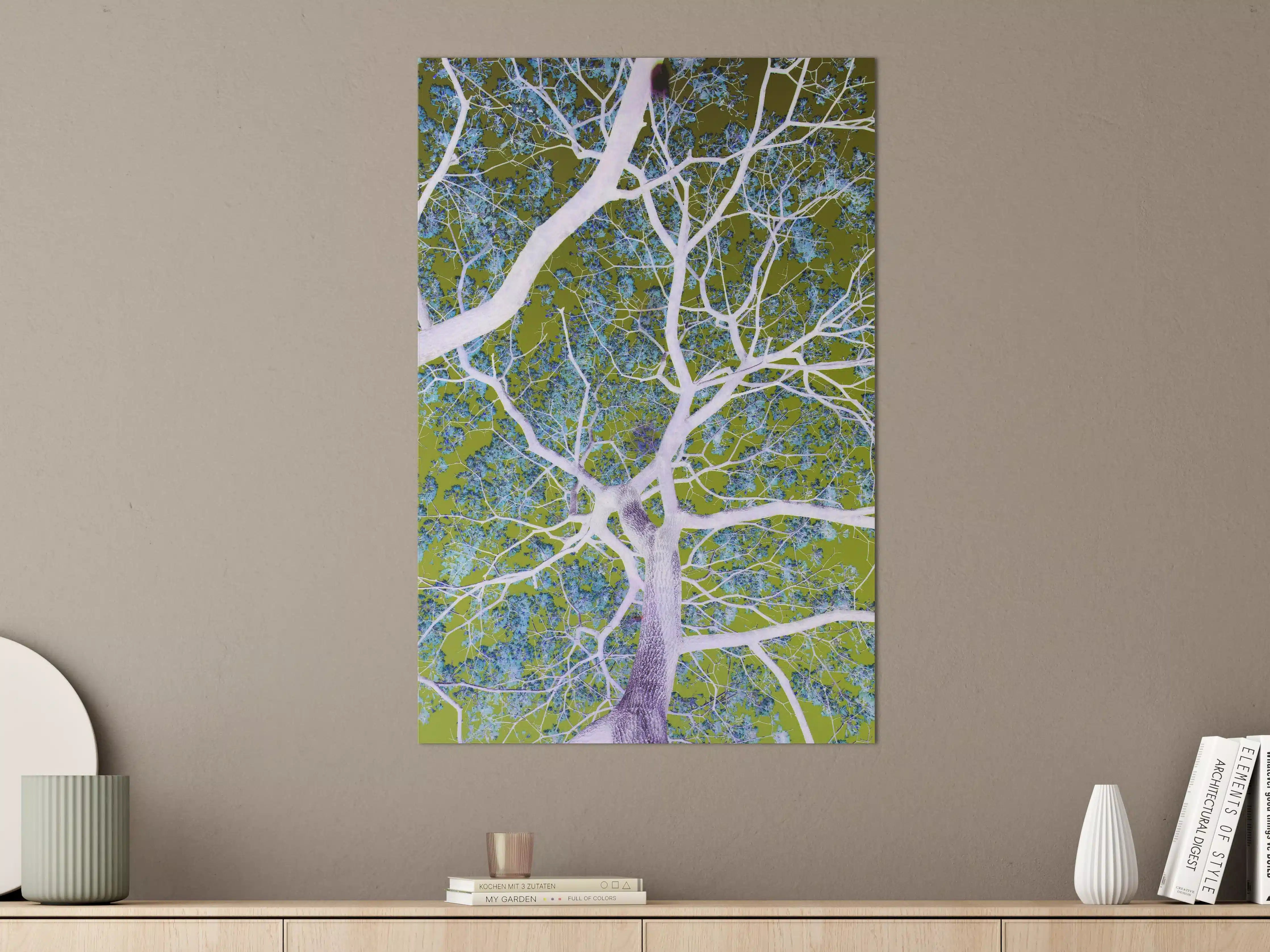Große Wandbilder - Leuchtender Baum im digitalen Farbenspiel