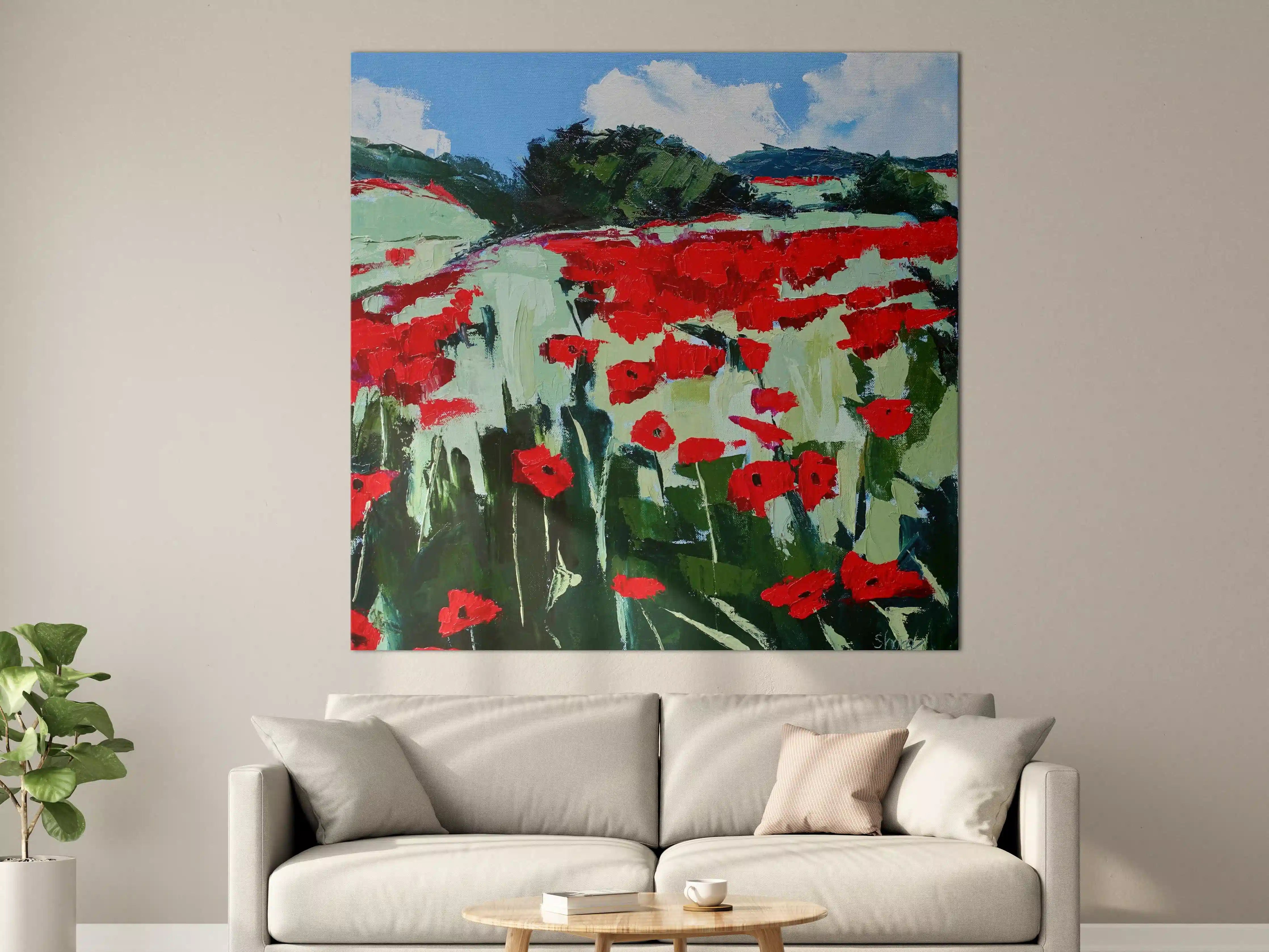 Große Wandbilder - Leuchtendes Blumenfeld im impressionistischen Stil