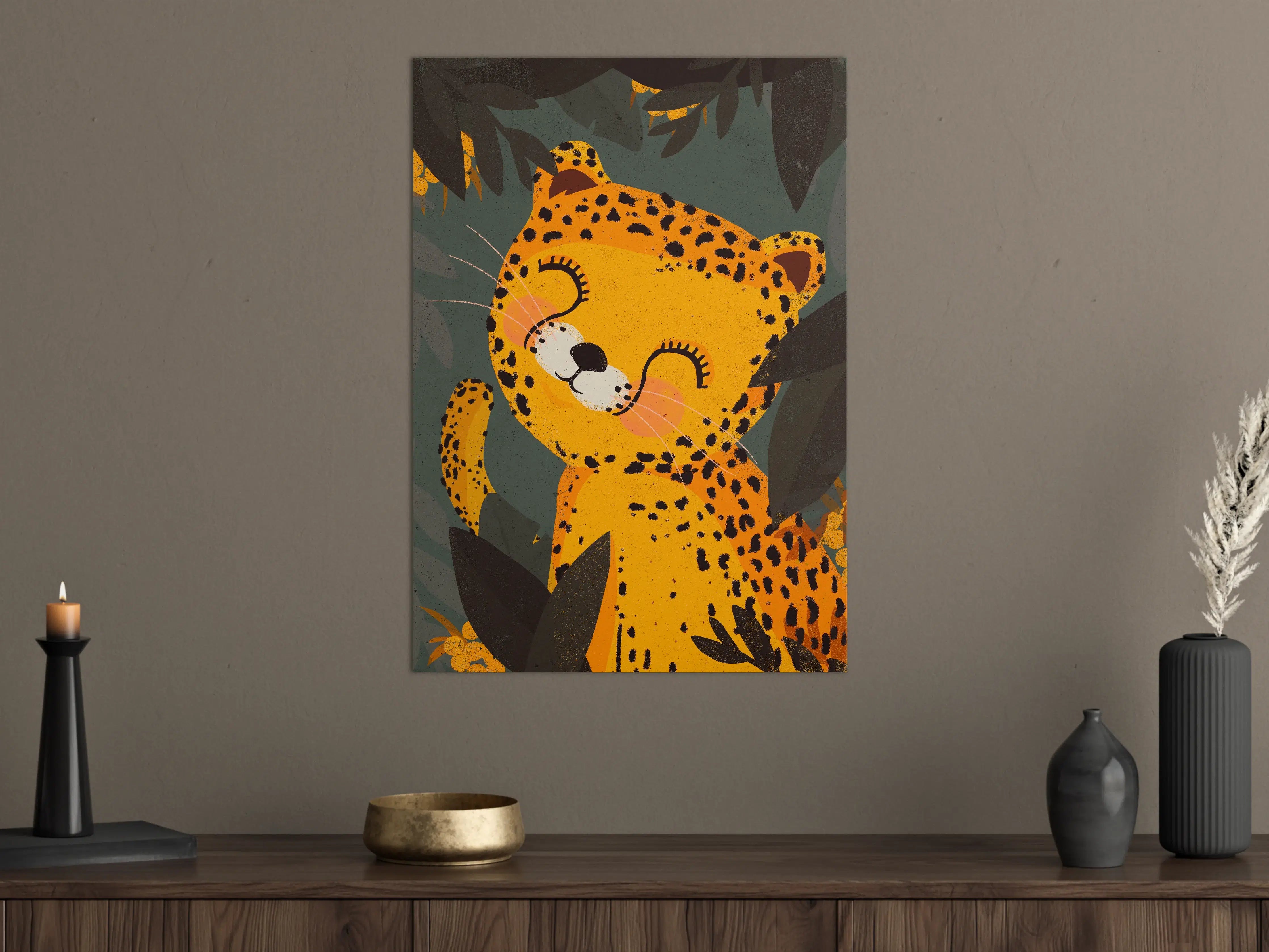 Große Wandbilder - Leuchtendes Leoparden-Kinderzimmermotiv