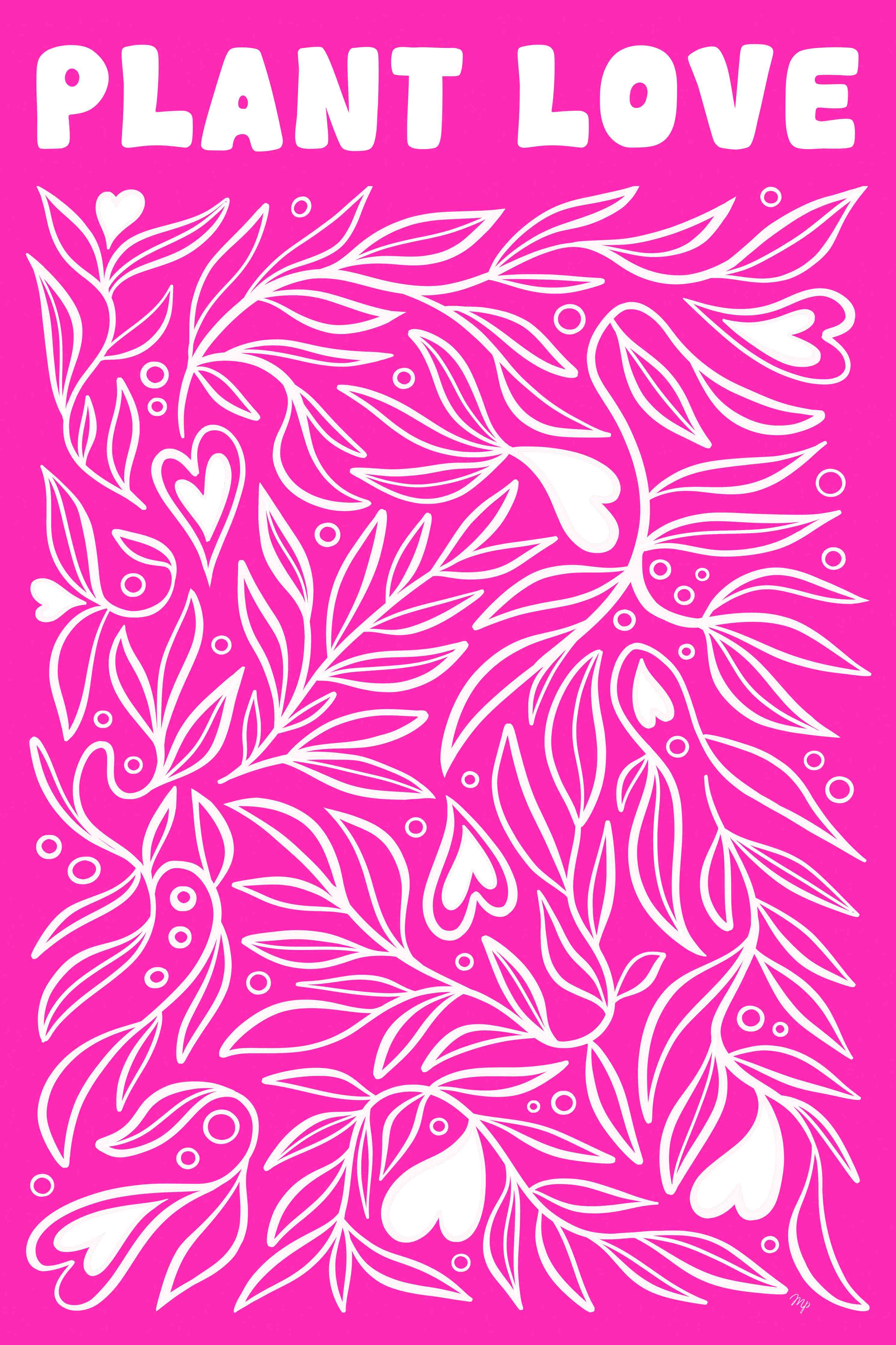 Große Wandbilder-Leuchtendes Pinkes Pflanzenherz-Design