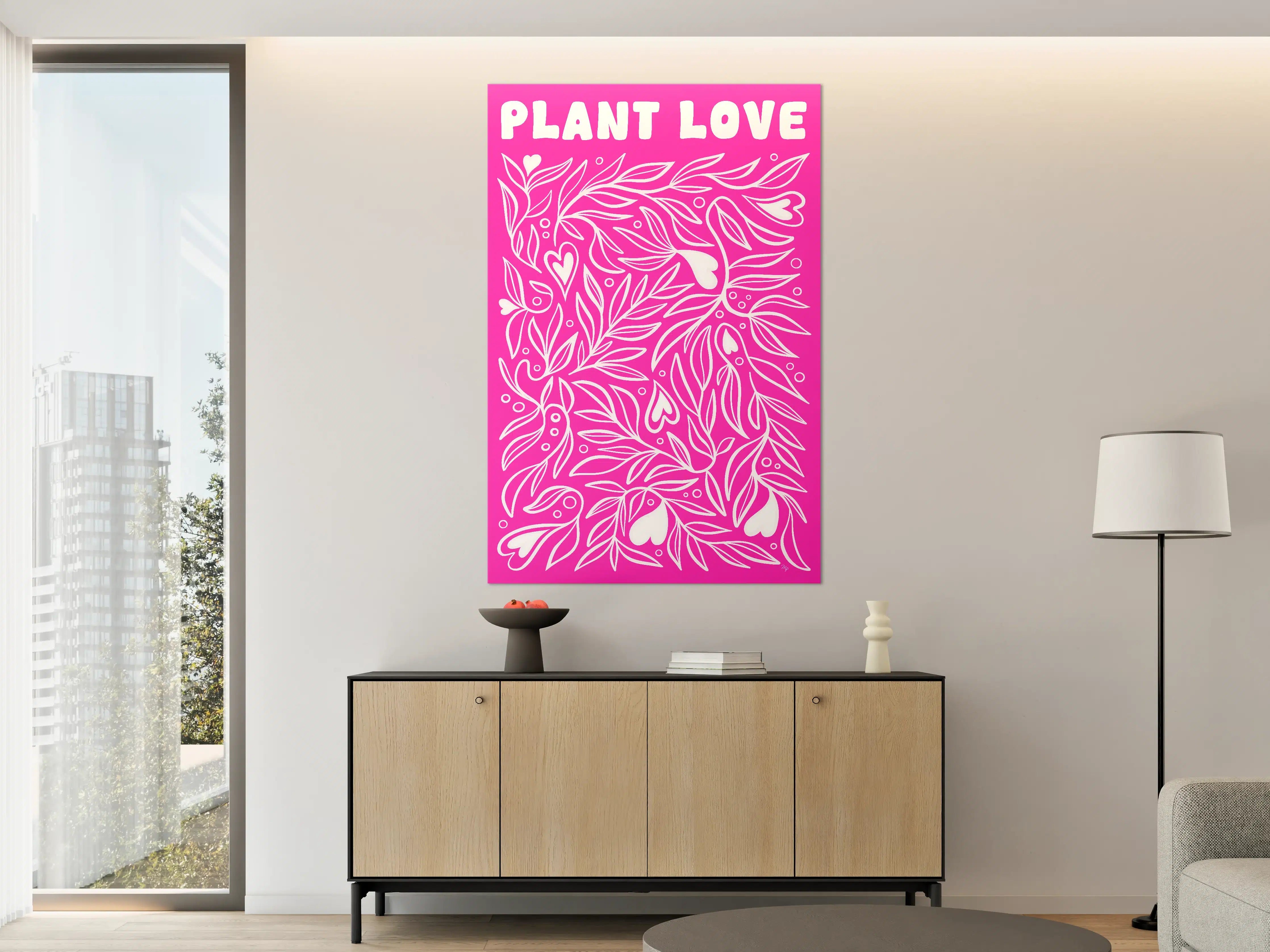 Große Wandbilder - Leuchtendes Pinkes Pflanzenherz-Design