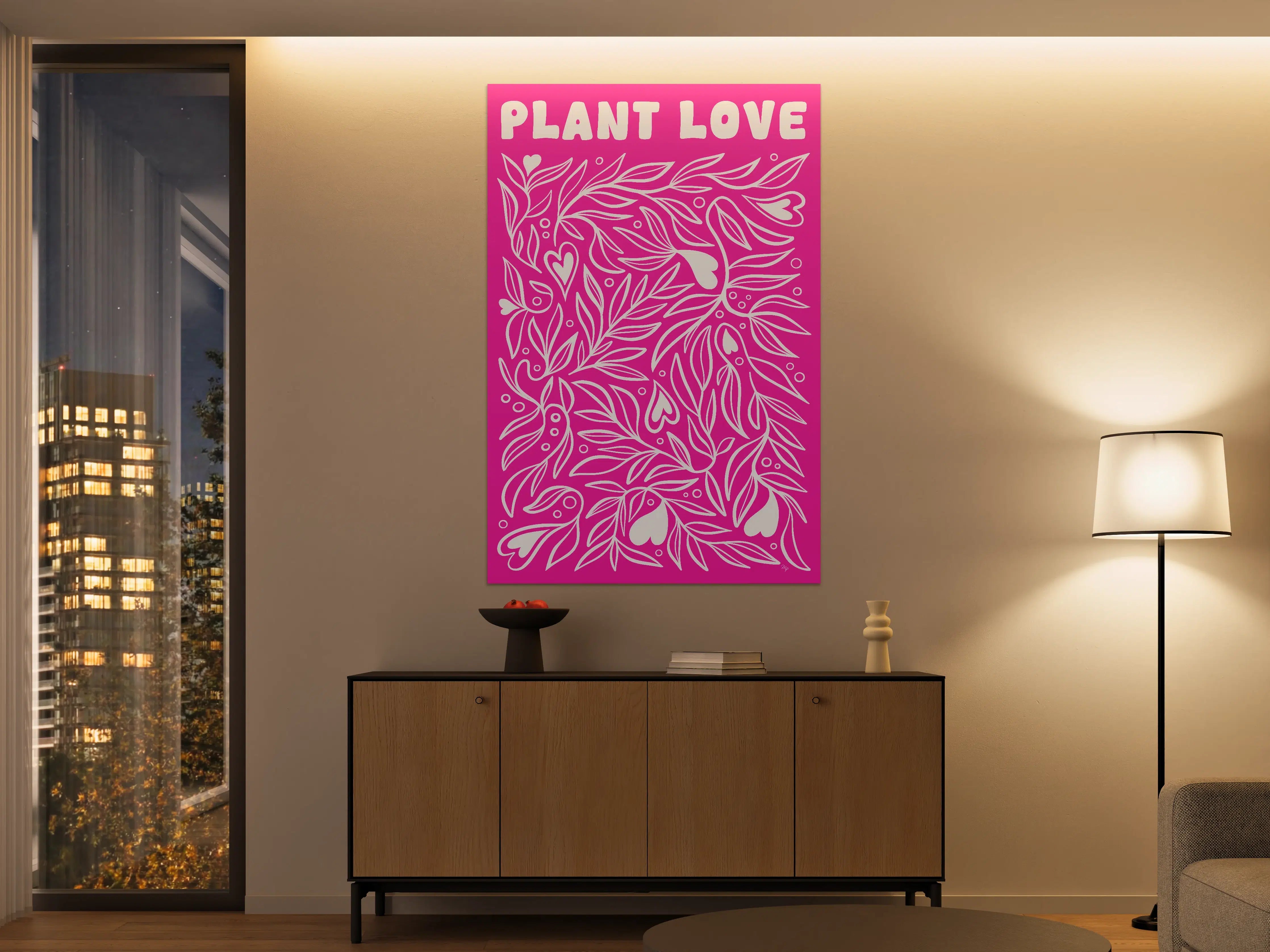 Große Wandbilder - Leuchtendes Pinkes Pflanzenherz-Design