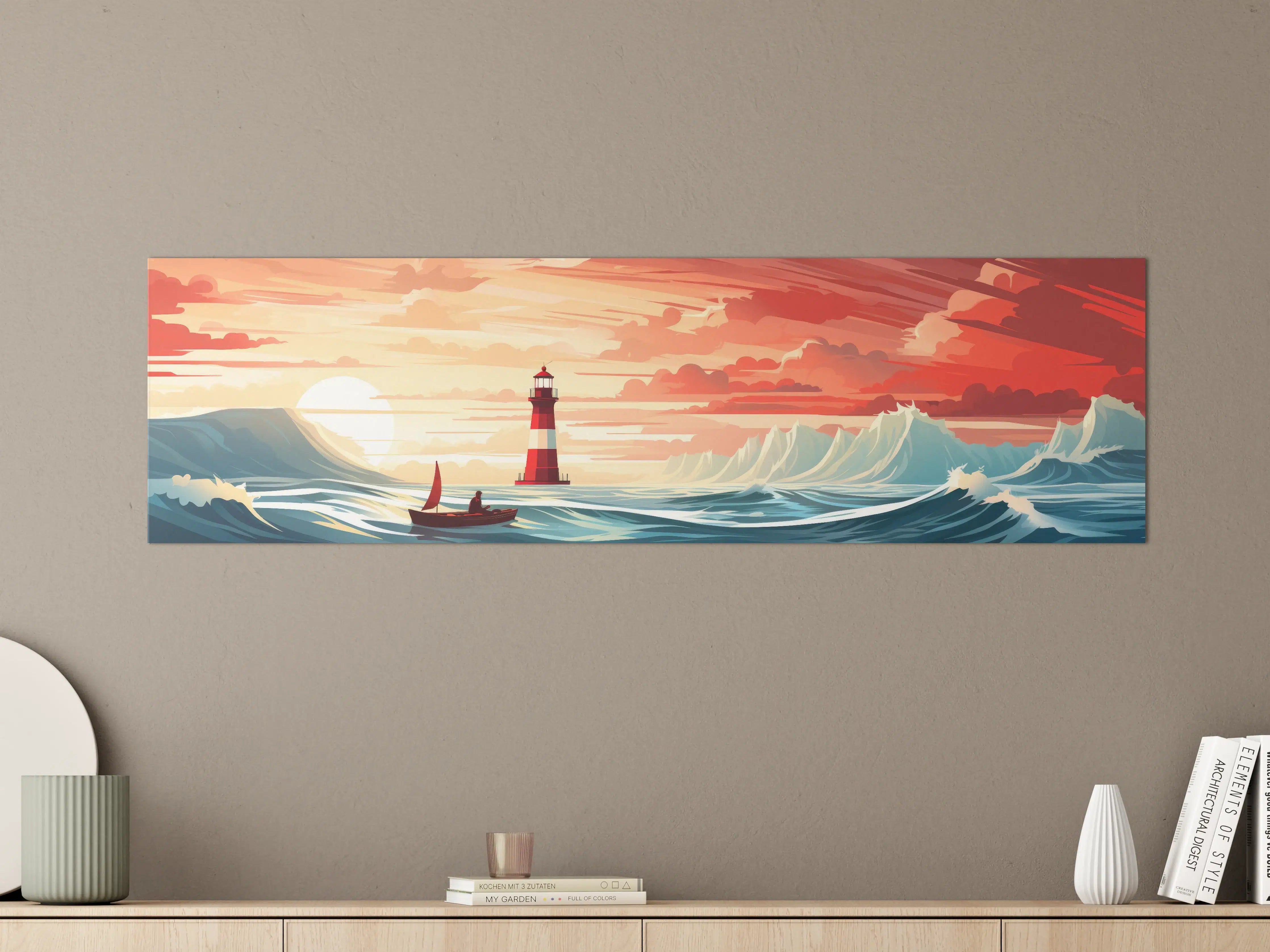 Große Wandbilder - Leuchtturm am Sonnenuntergang