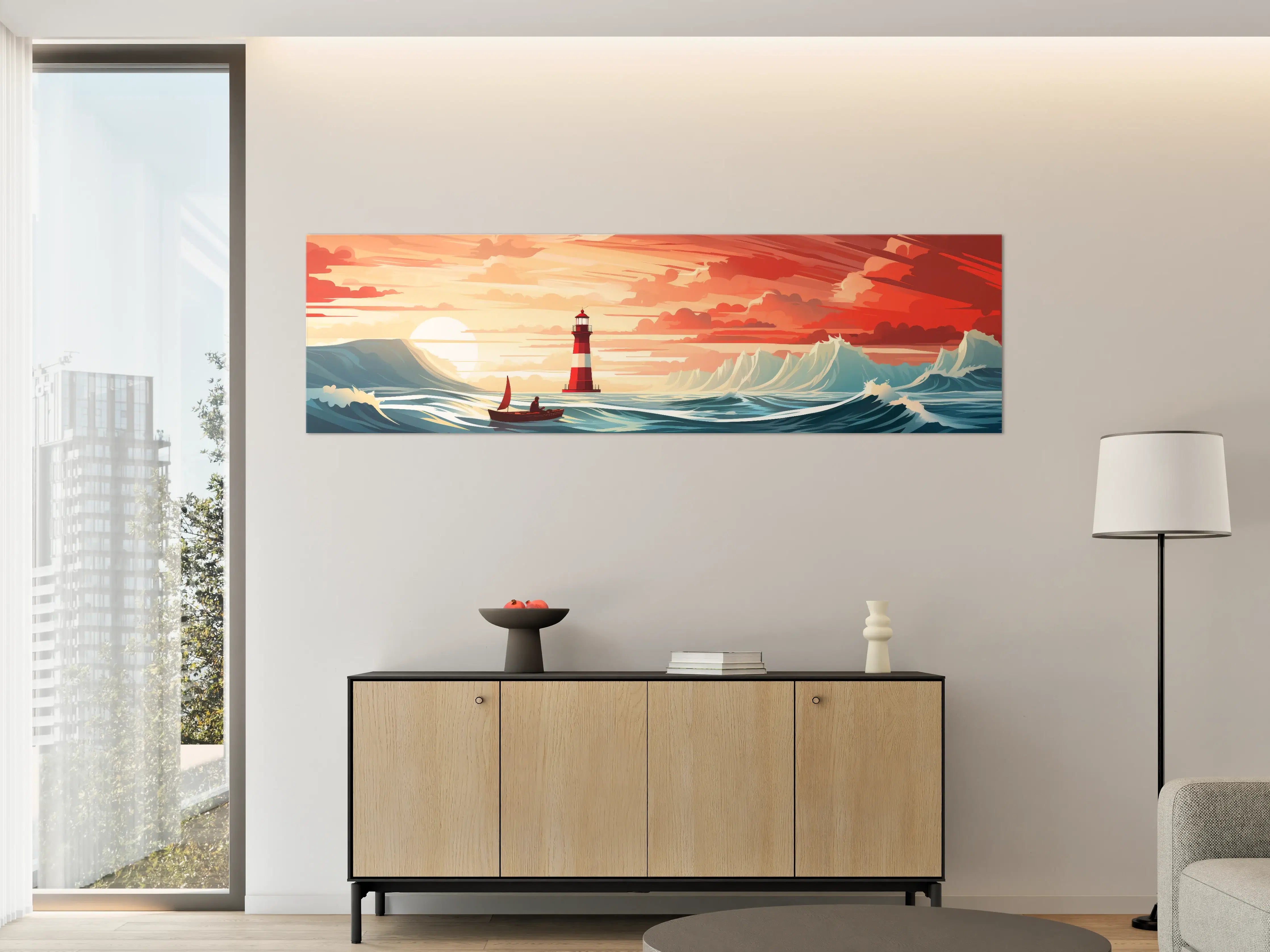 Große Wandbilder - Leuchtturm am Sonnenuntergang