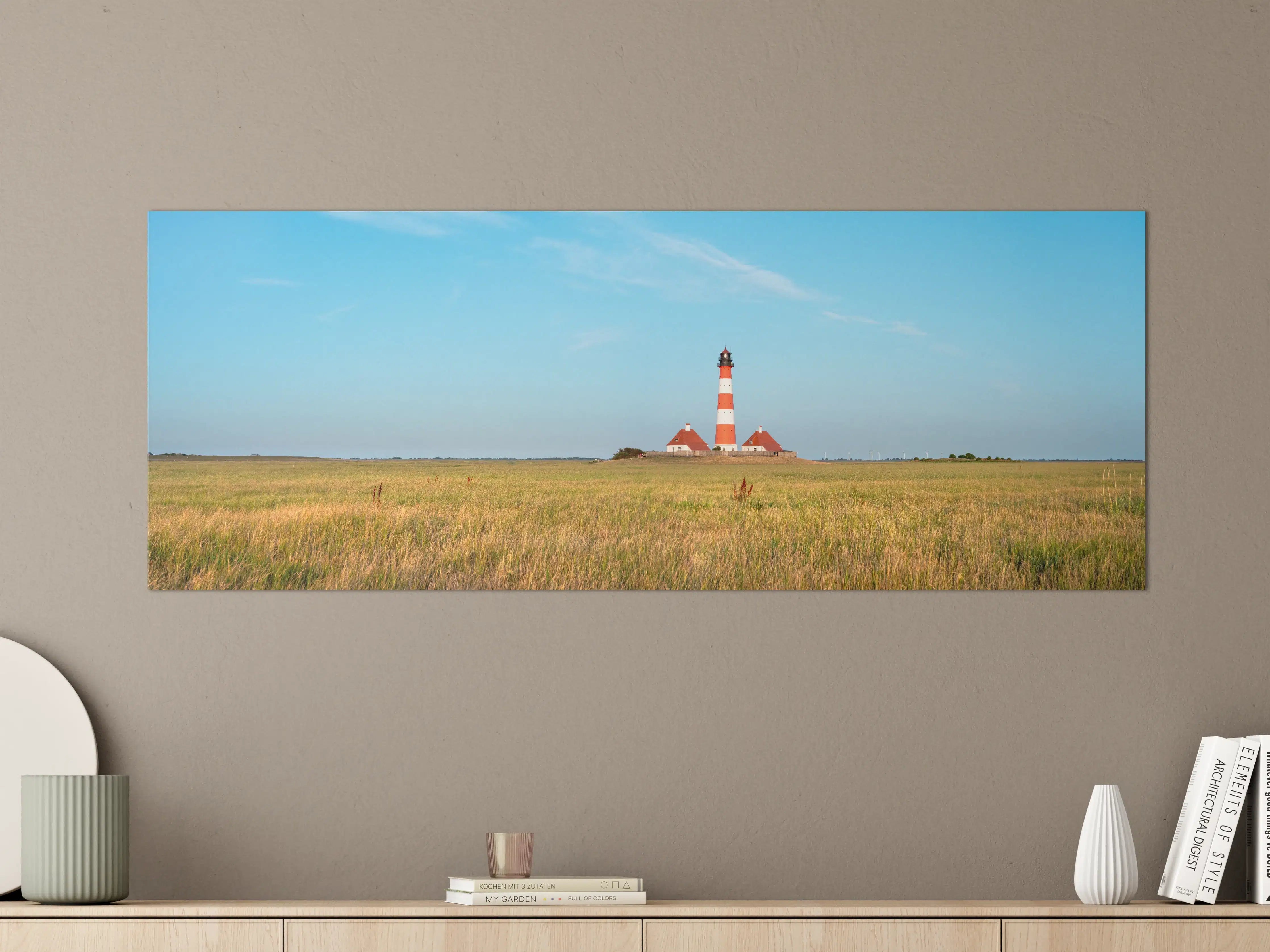 Große Wandbilder - Leuchtturm im weiten Feld