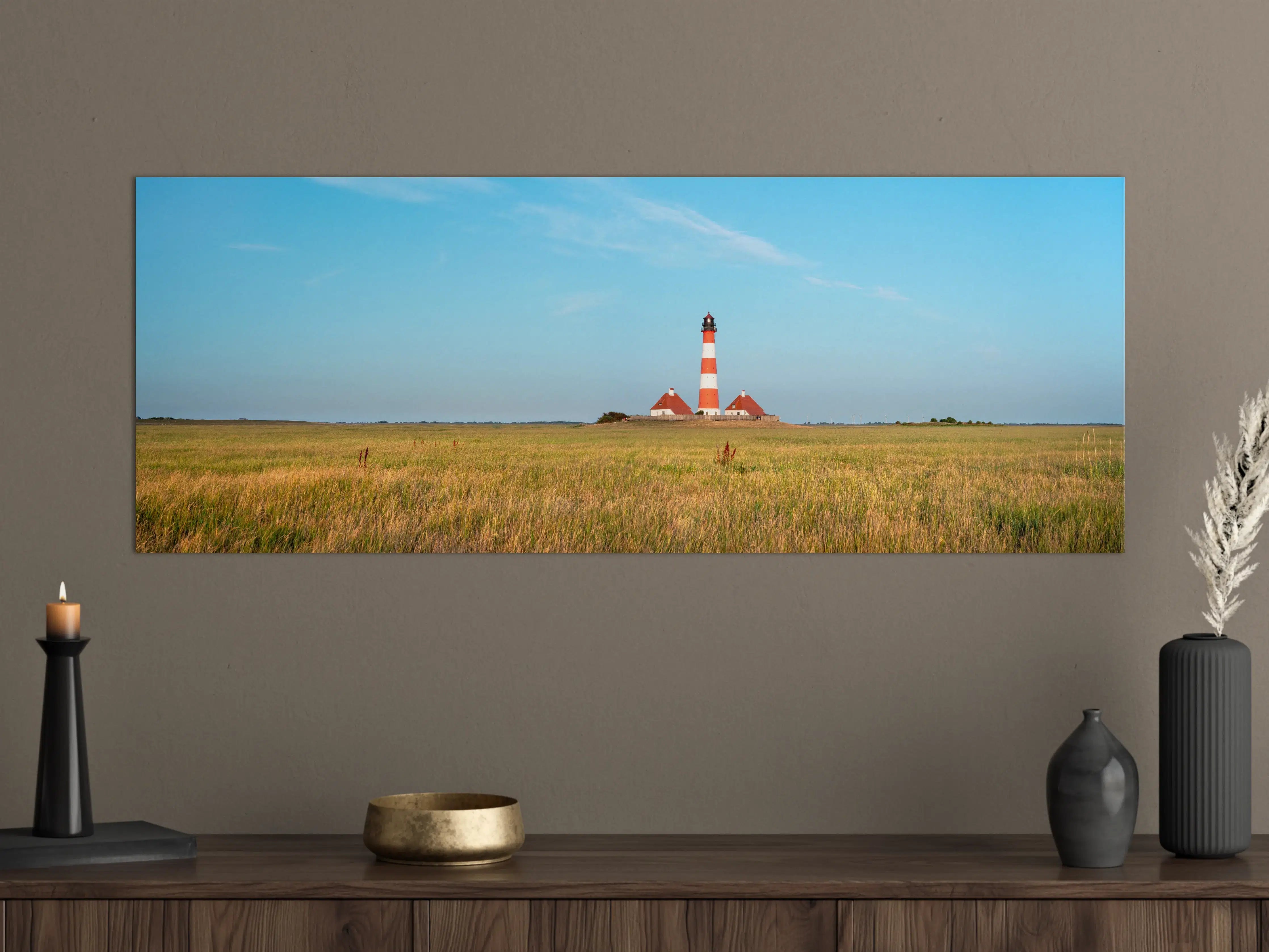 Große Wandbilder - Leuchtturm im weiten Feld