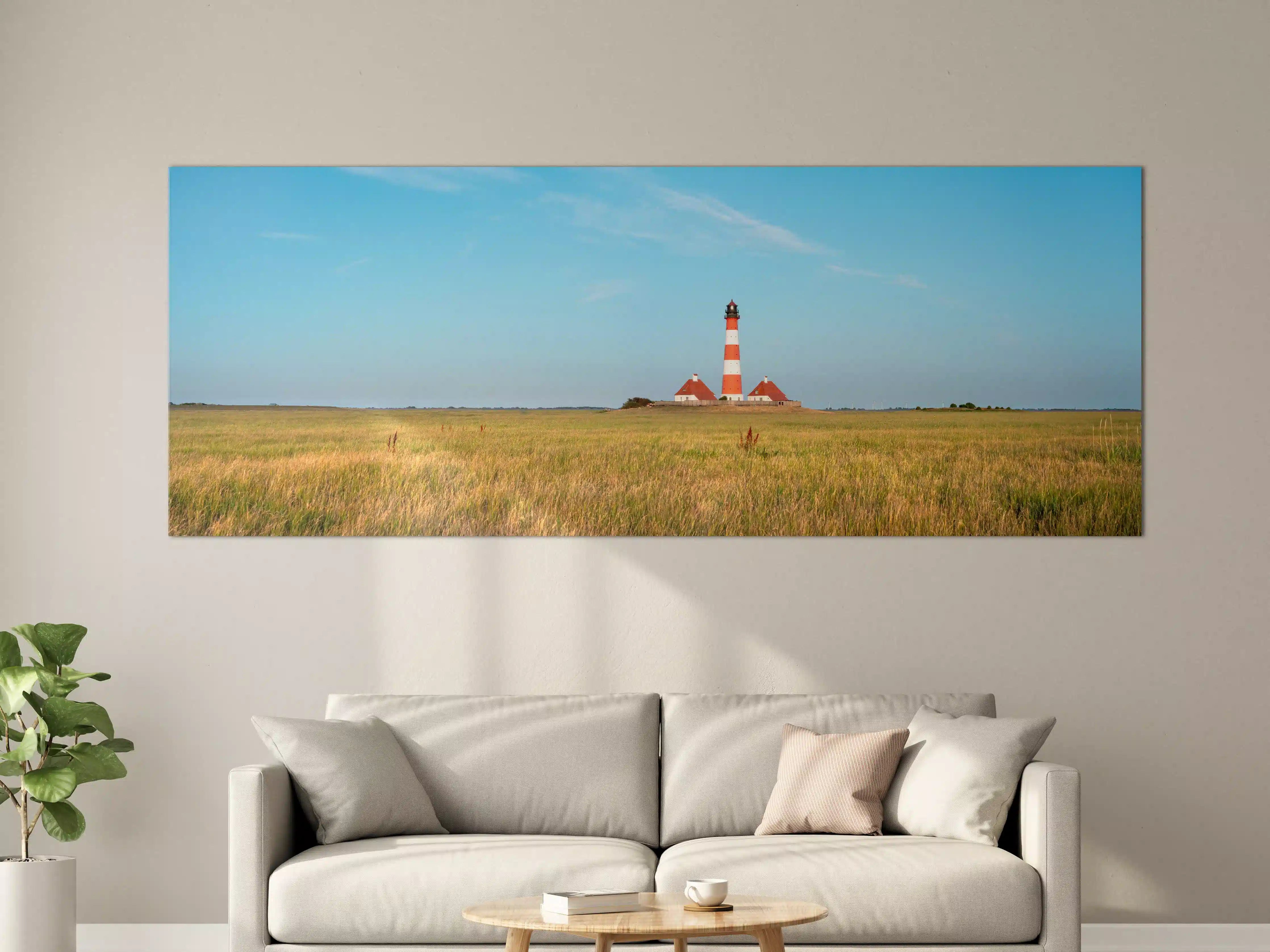 Große Wandbilder - Leuchtturm im weiten Feld