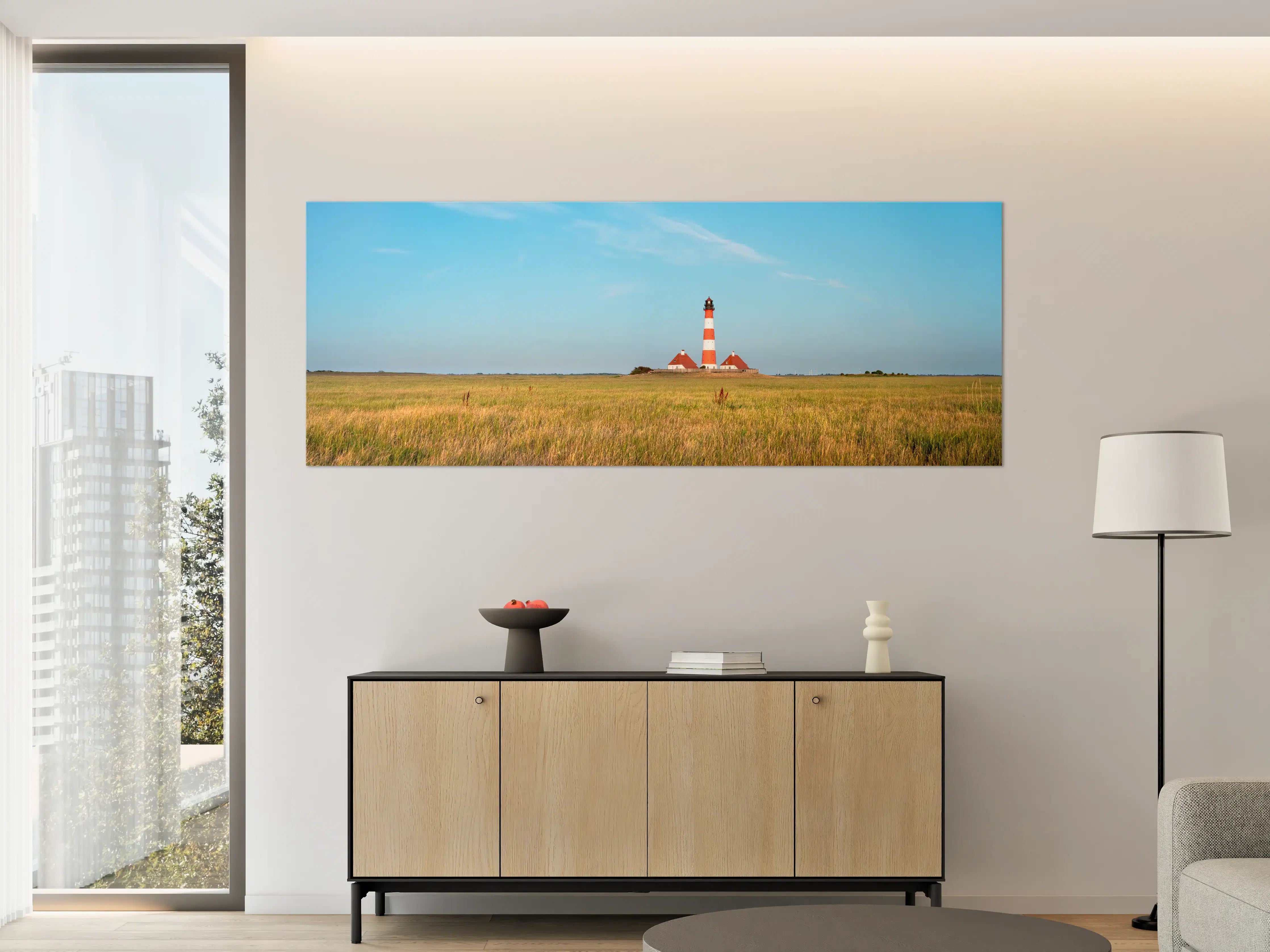 Große Wandbilder - Leuchtturm im weiten Feld