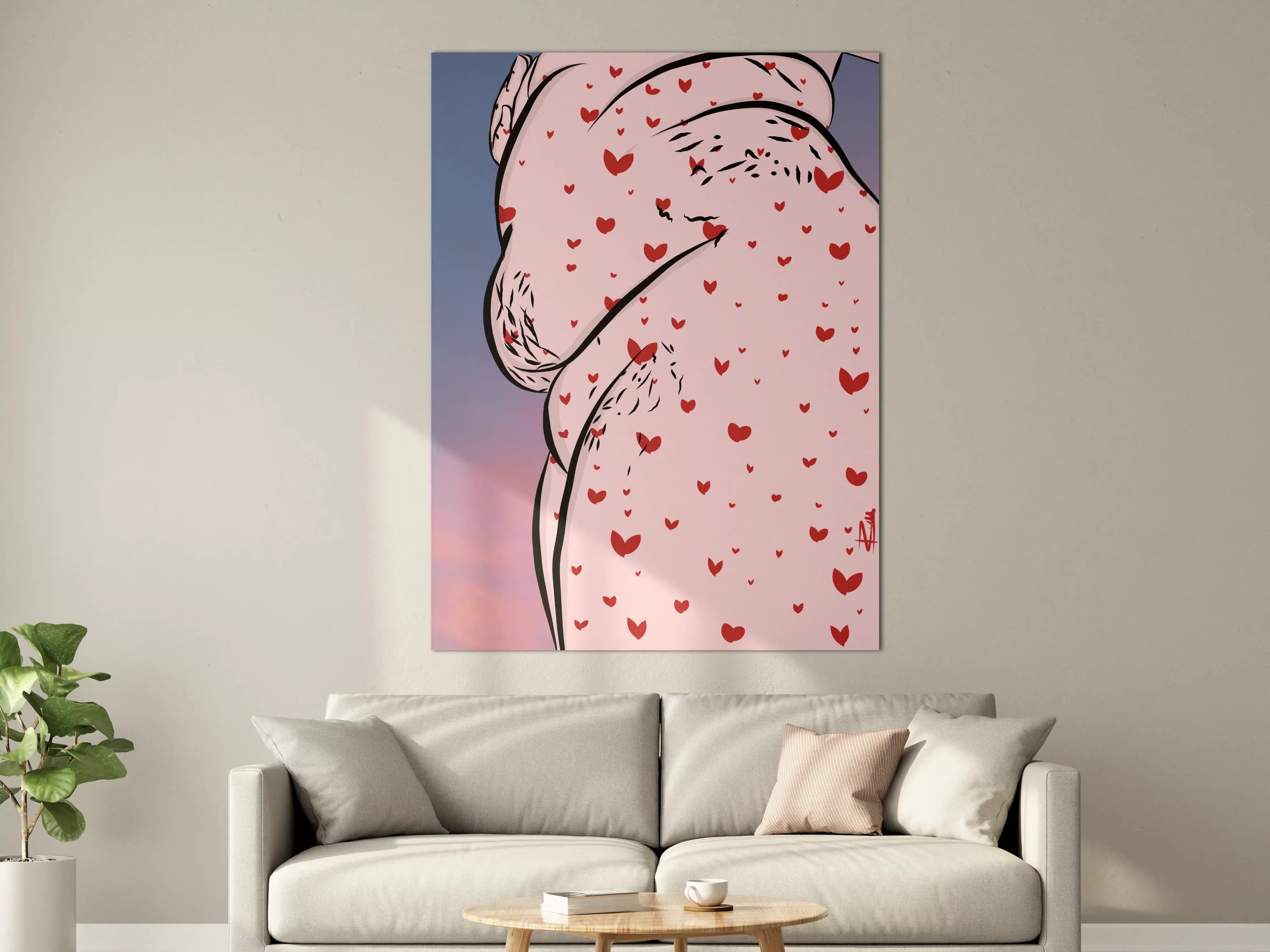 Große Wandbilder - Liebevolle Umarmung in zarter Farbpalette