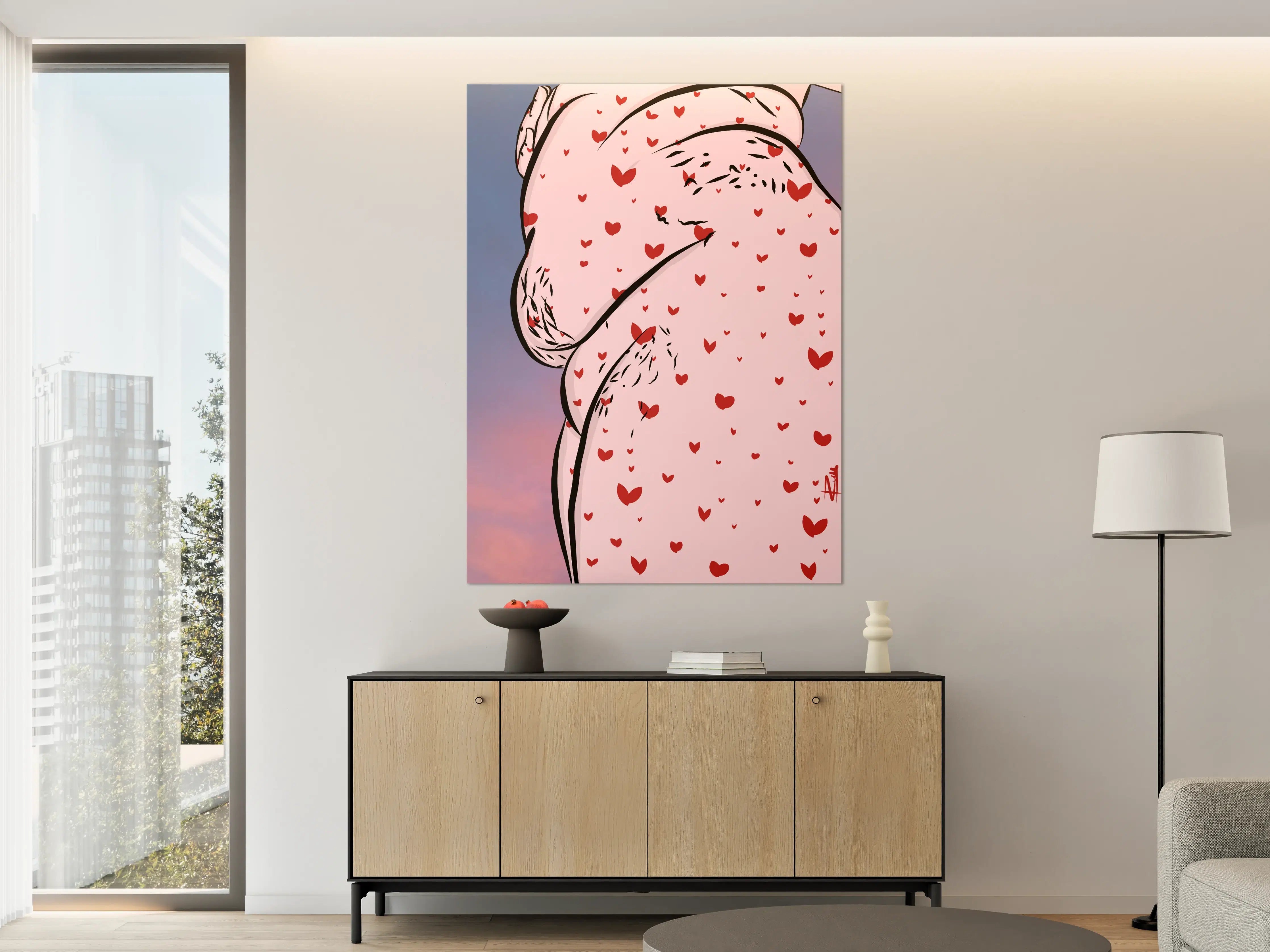 Große Wandbilder - Liebevolle Umarmung in zarter Farbpalette