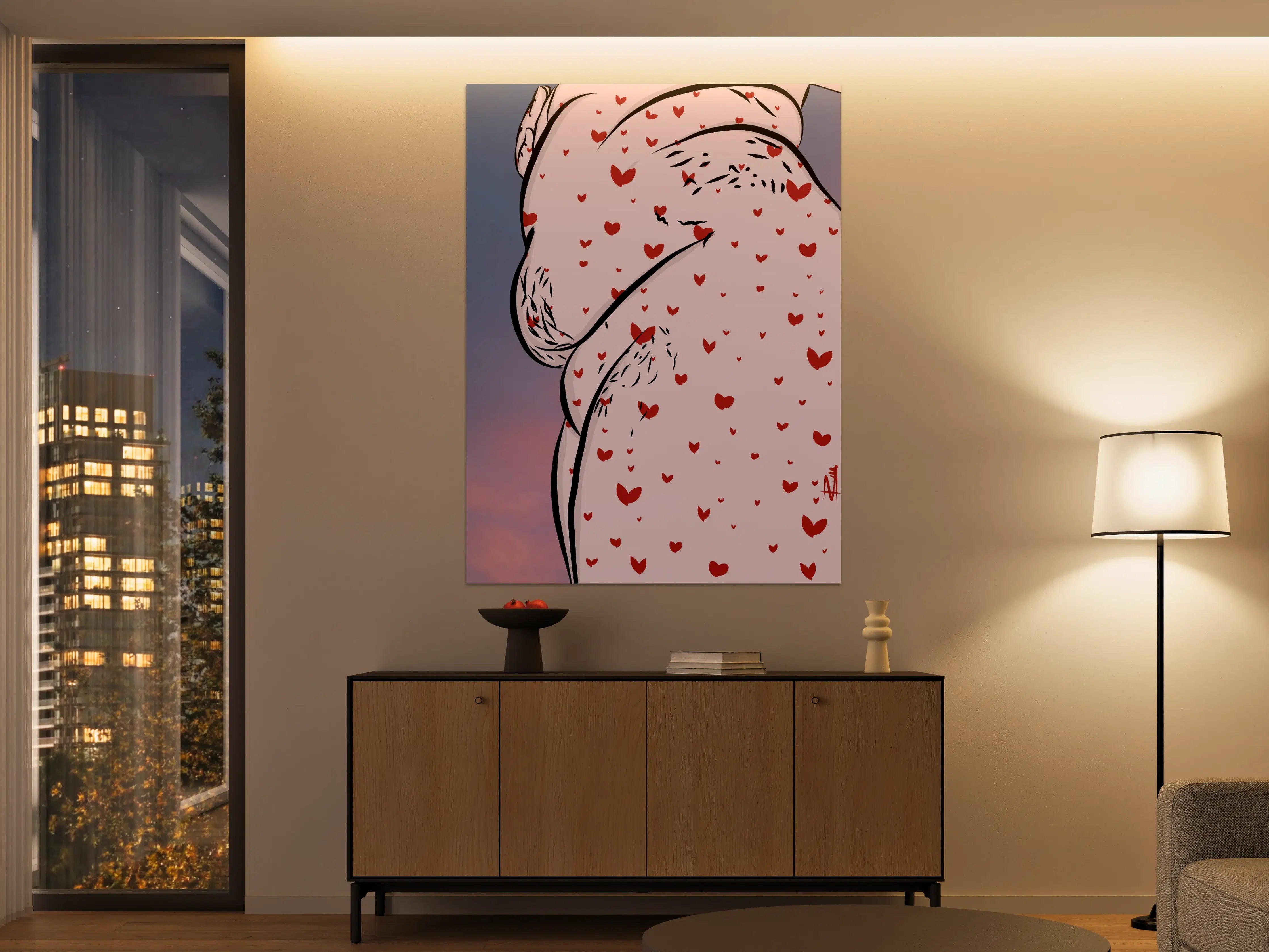 Große Wandbilder - Liebevolle Umarmung in zarter Farbpalette