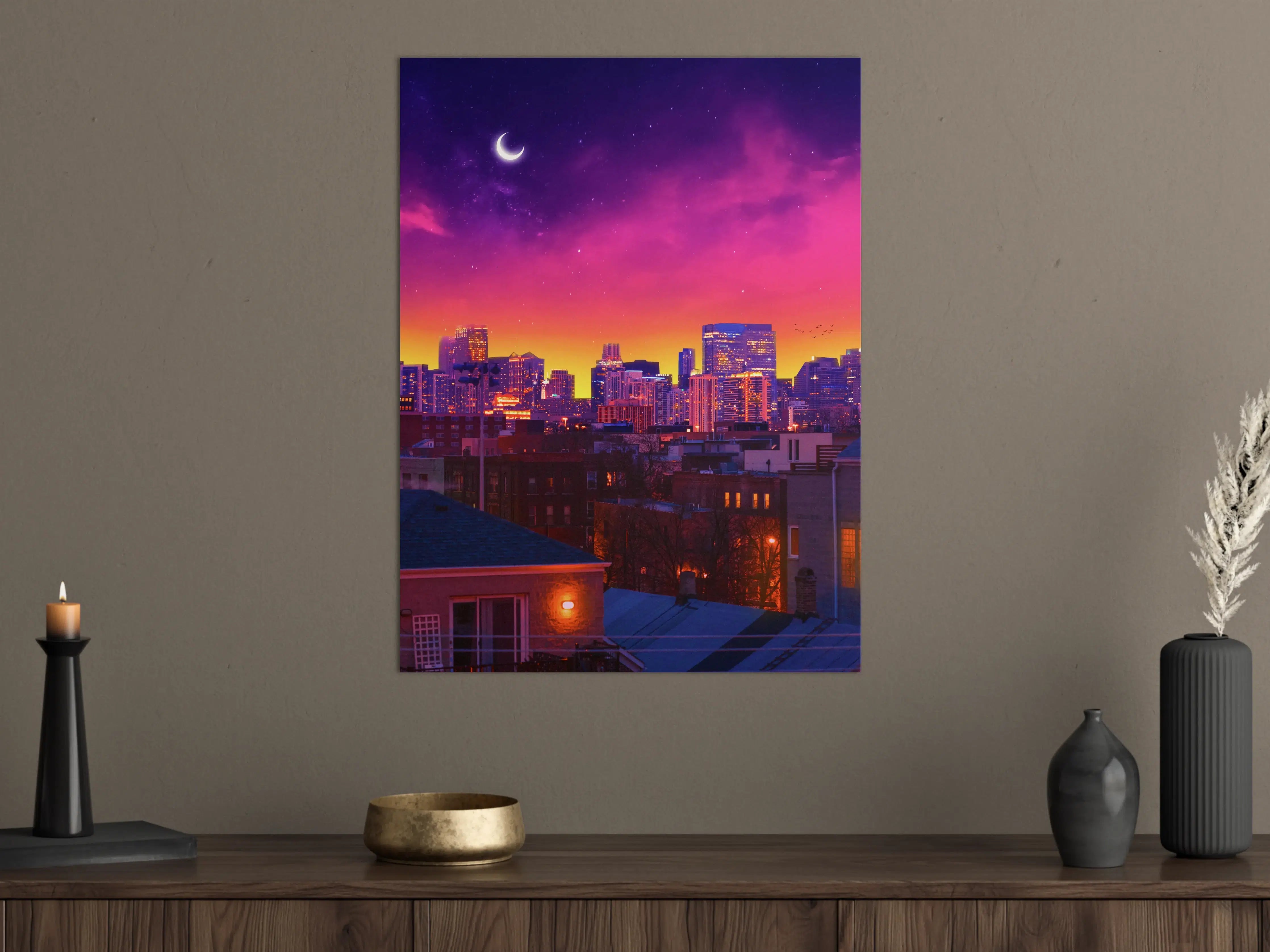 Große Wandbilder - Lila-Himmel Chicago Nacht