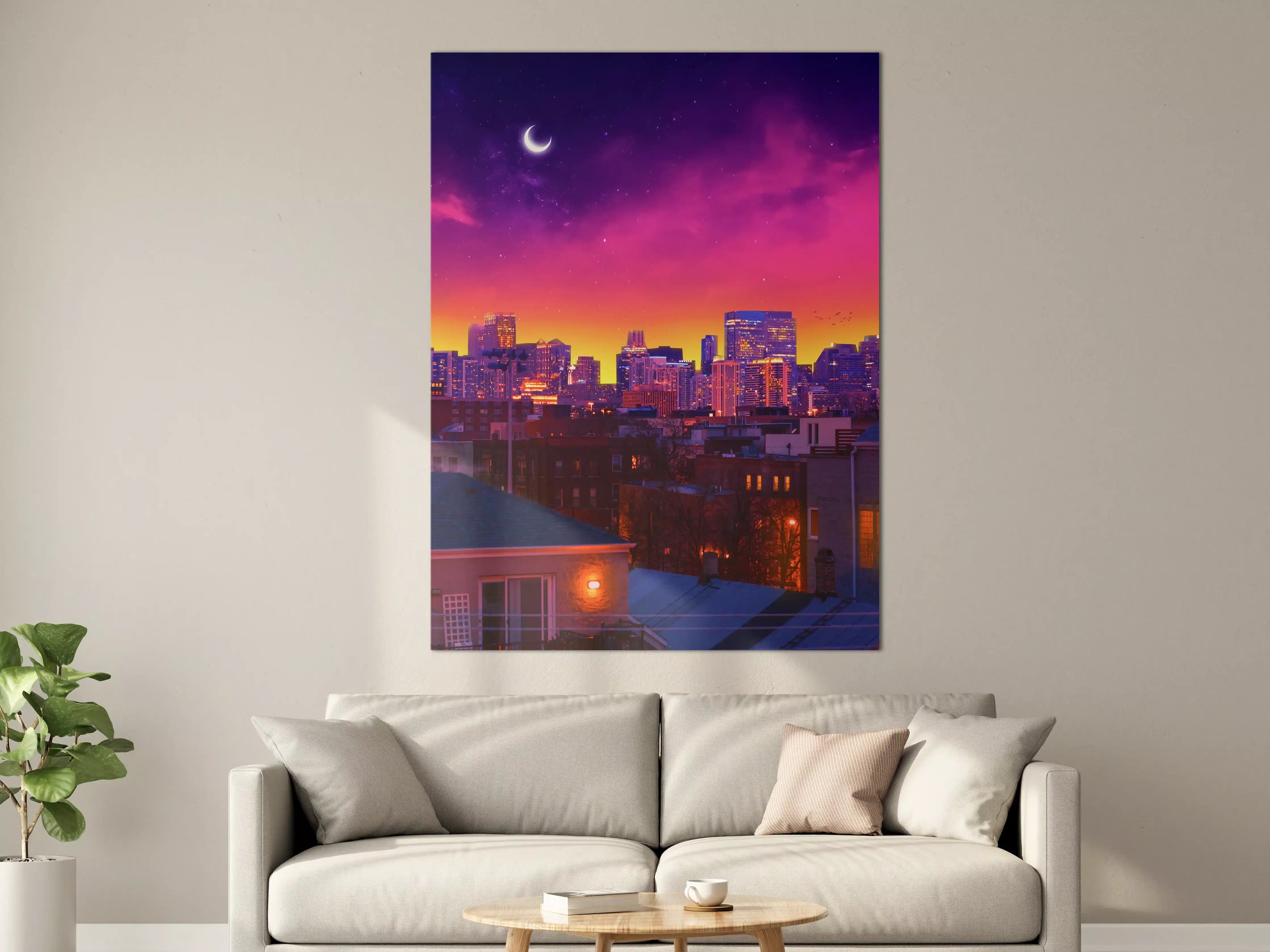 Große Wandbilder - Lila-Himmel Chicago Nacht