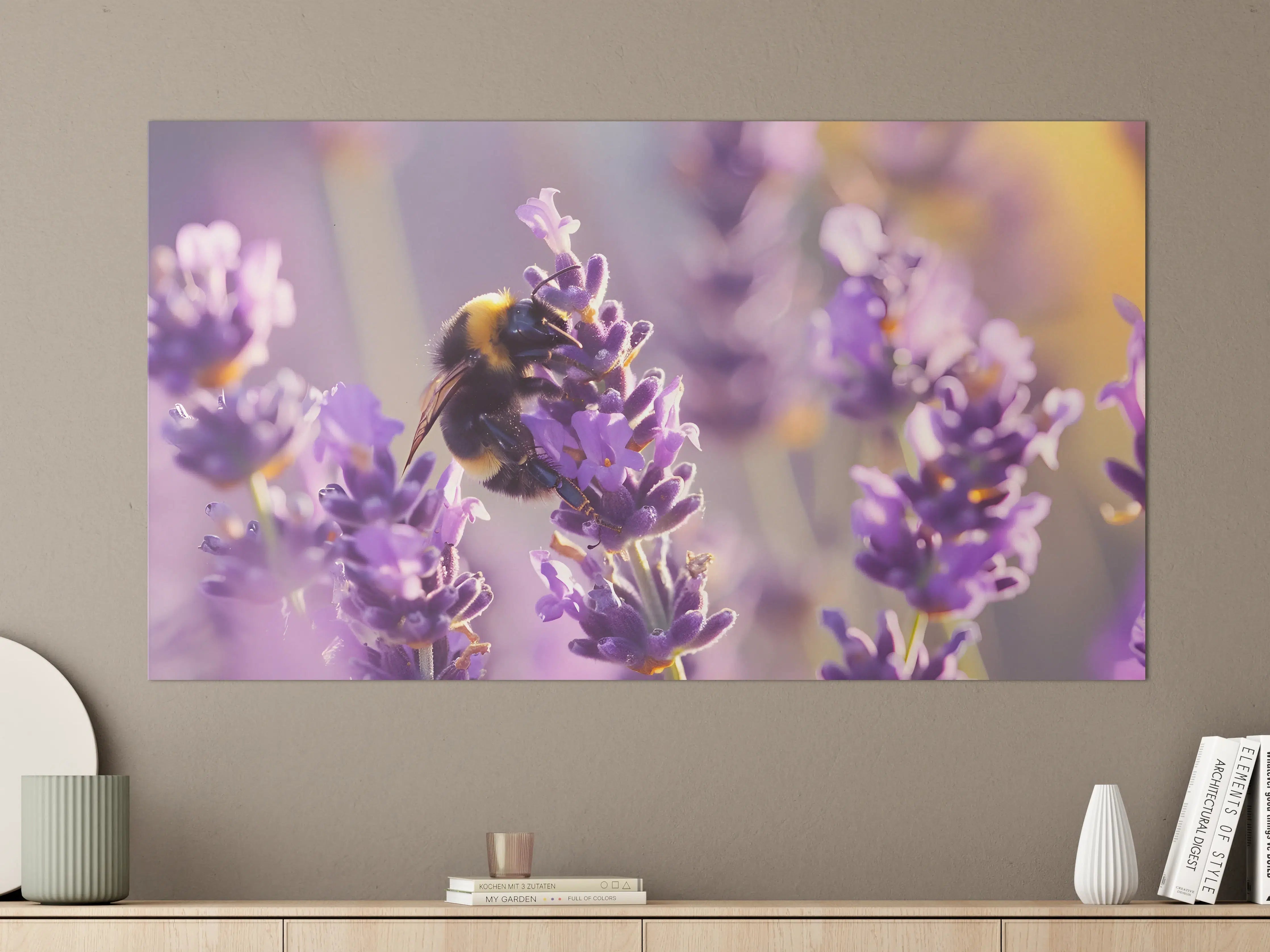 Große Wandbilder - Lila Lavendel mit Hummel