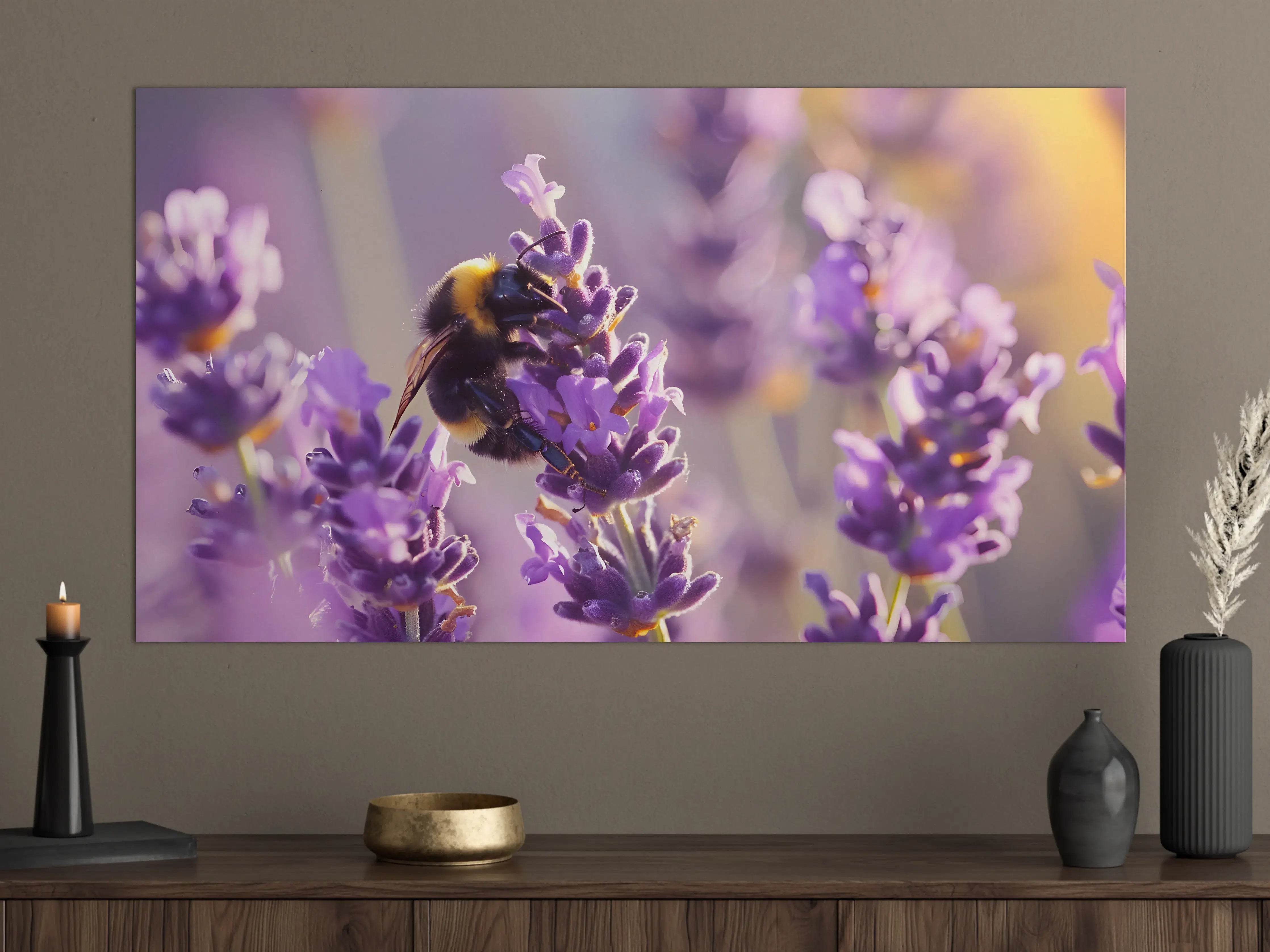 Große Wandbilder - Lila Lavendel mit Hummel