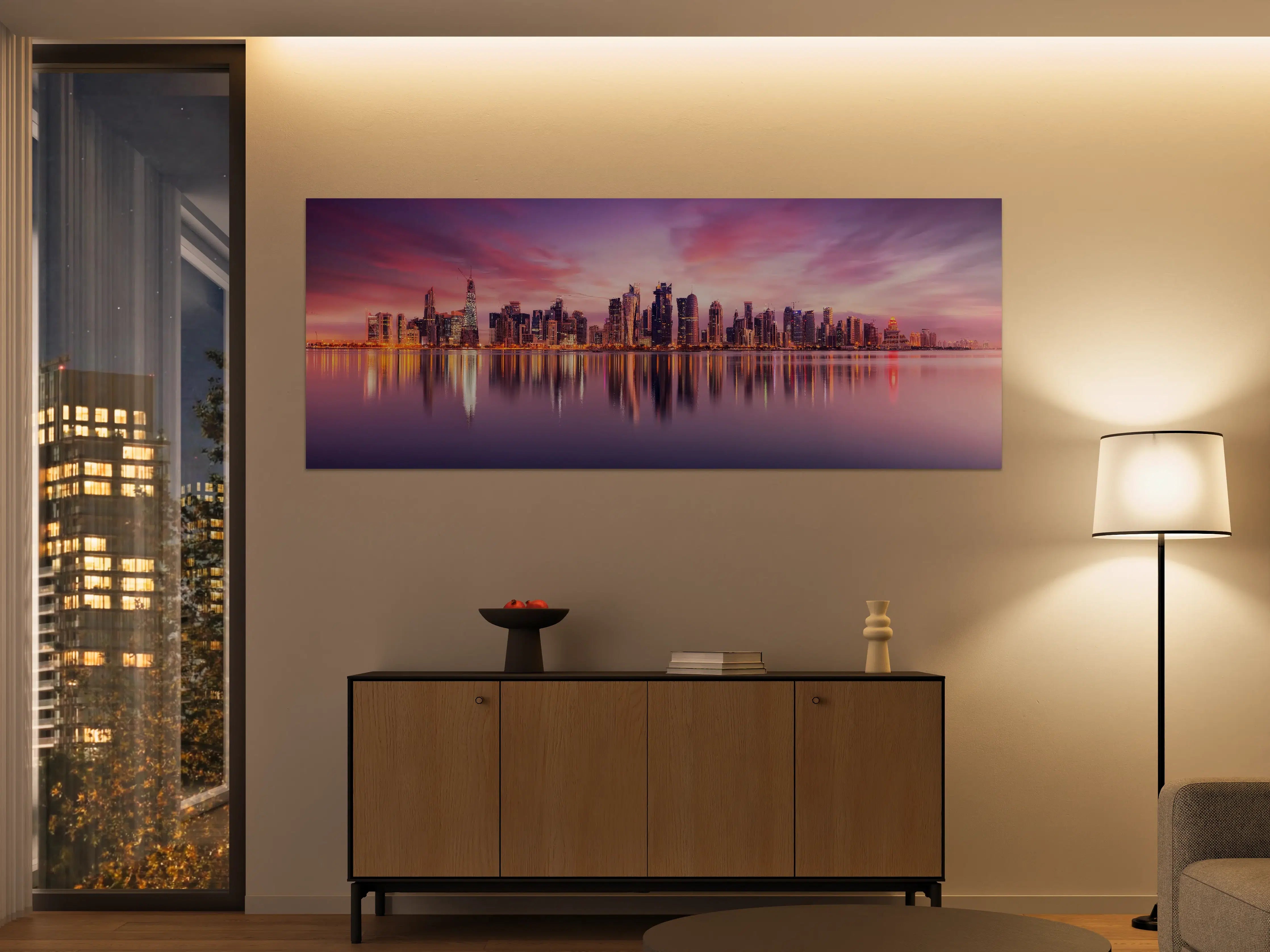 Große Wandbilder - Lila-Pink Skyline Panorama